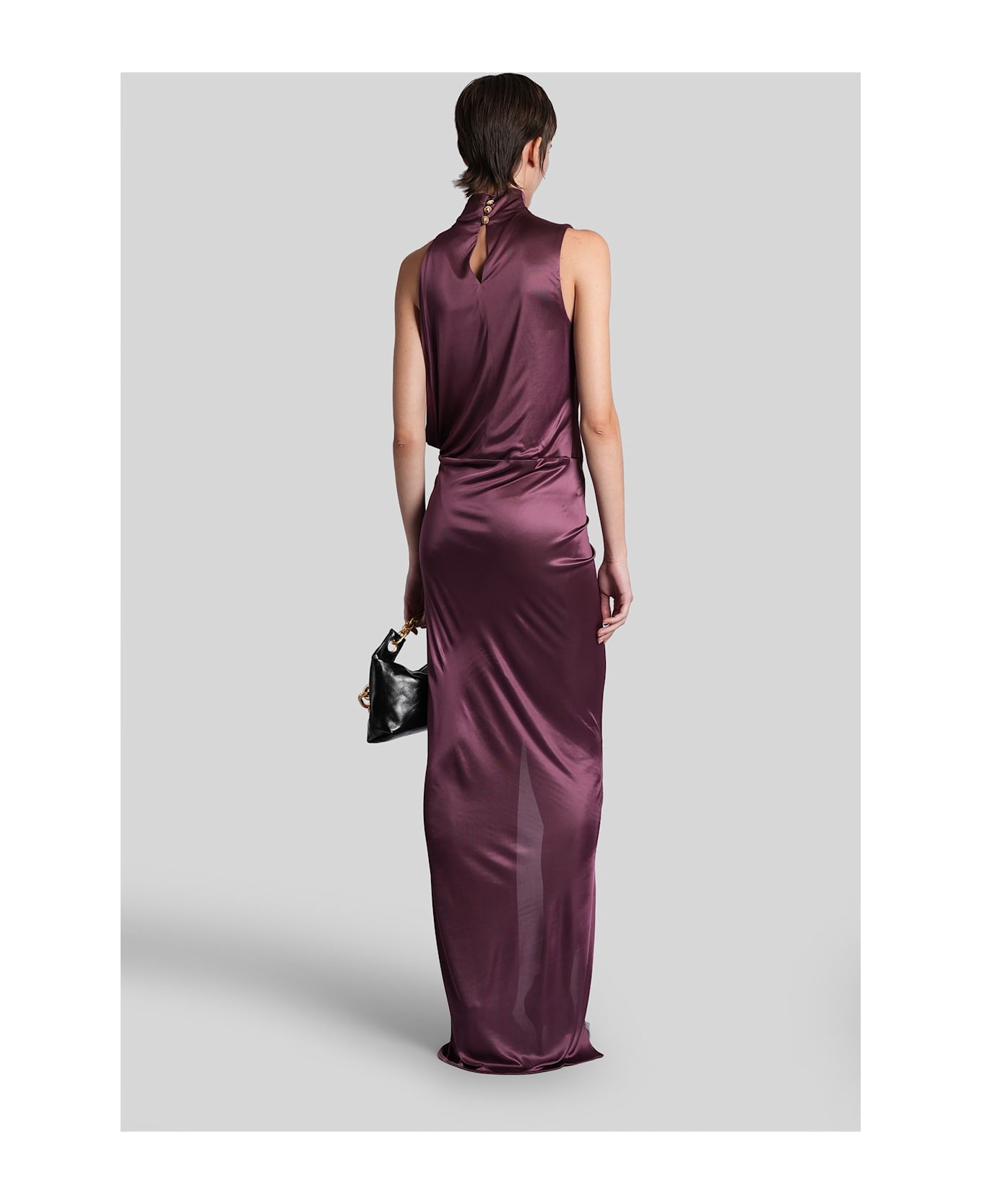 Balmain Long Dress In Viola Viscose - Viola