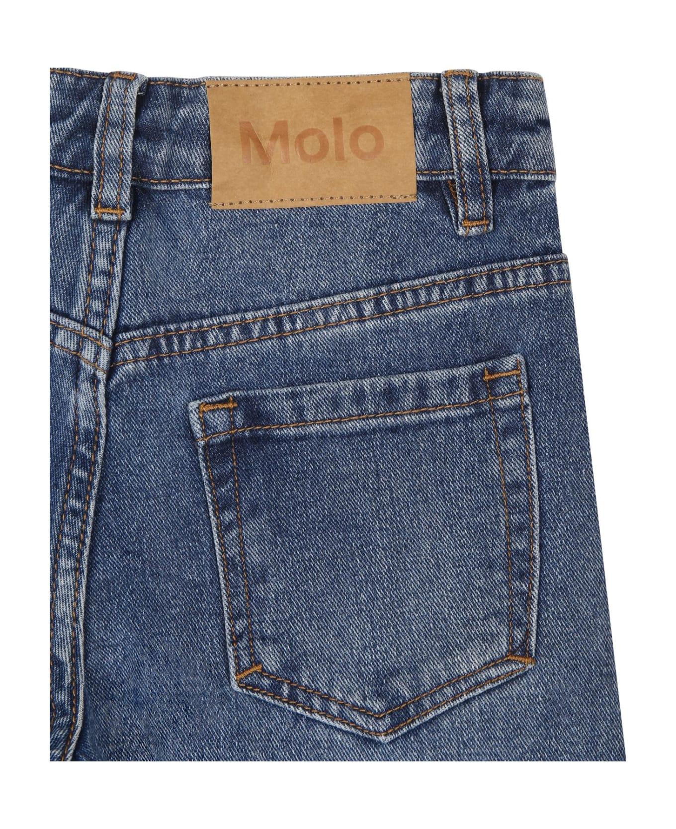 Molo Blue Jeans For Boy With Logo - Denim