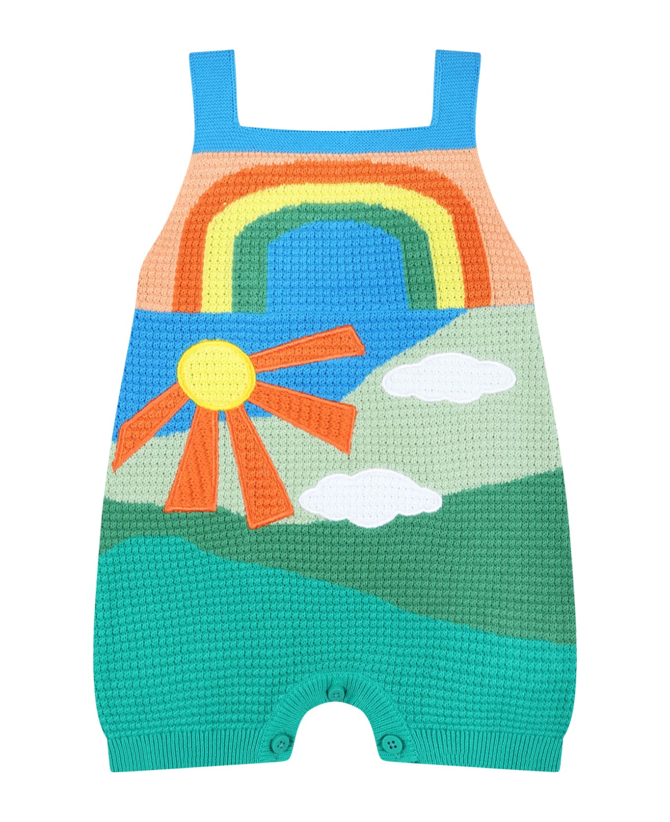 Stella McCartney Kids Multicolor Dungarees For Baby Girl With Sun And Clouds - Multicolor