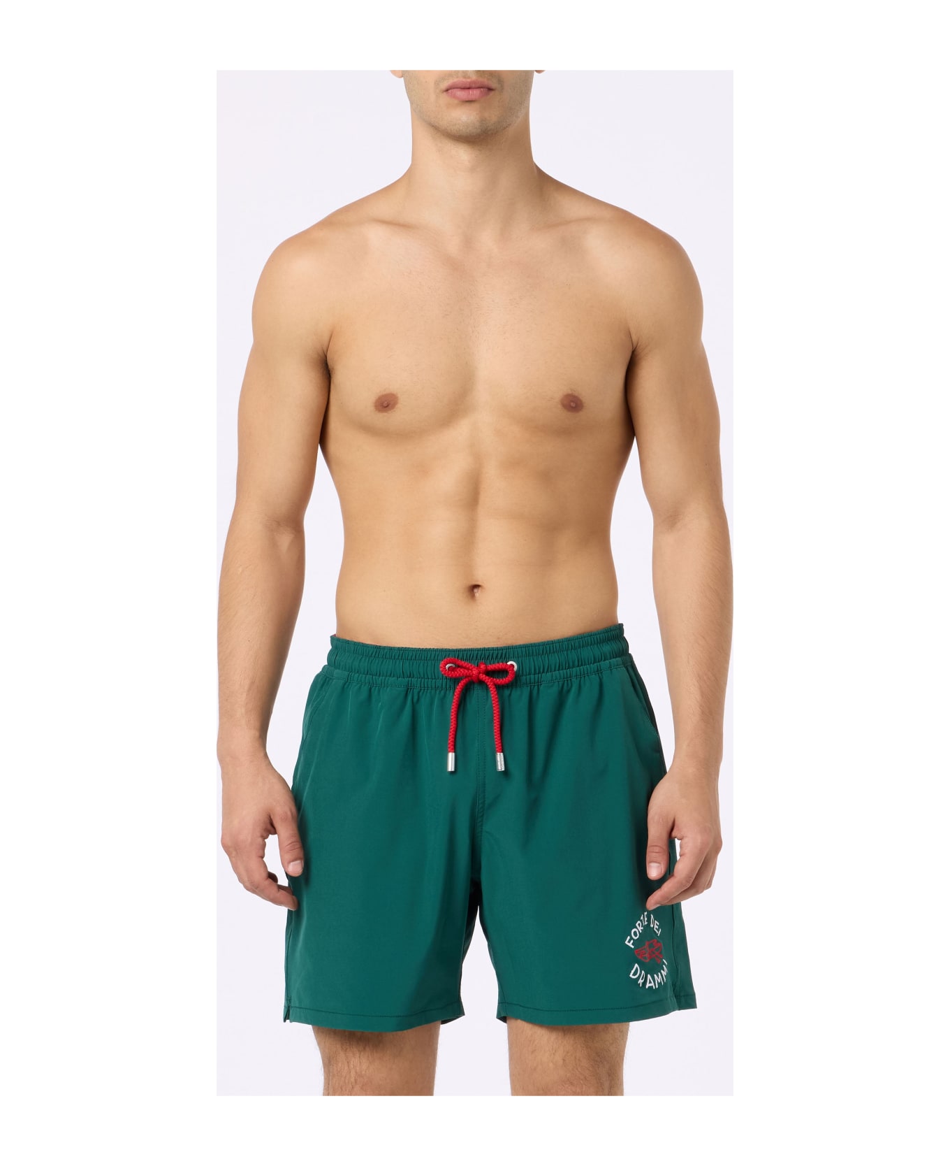 MC2 Saint Barth Classic Stretch Comfort Swim Shorts With Forte Dei Drammi Embroidery | Insulti Luminosi Special Edition - GREEN