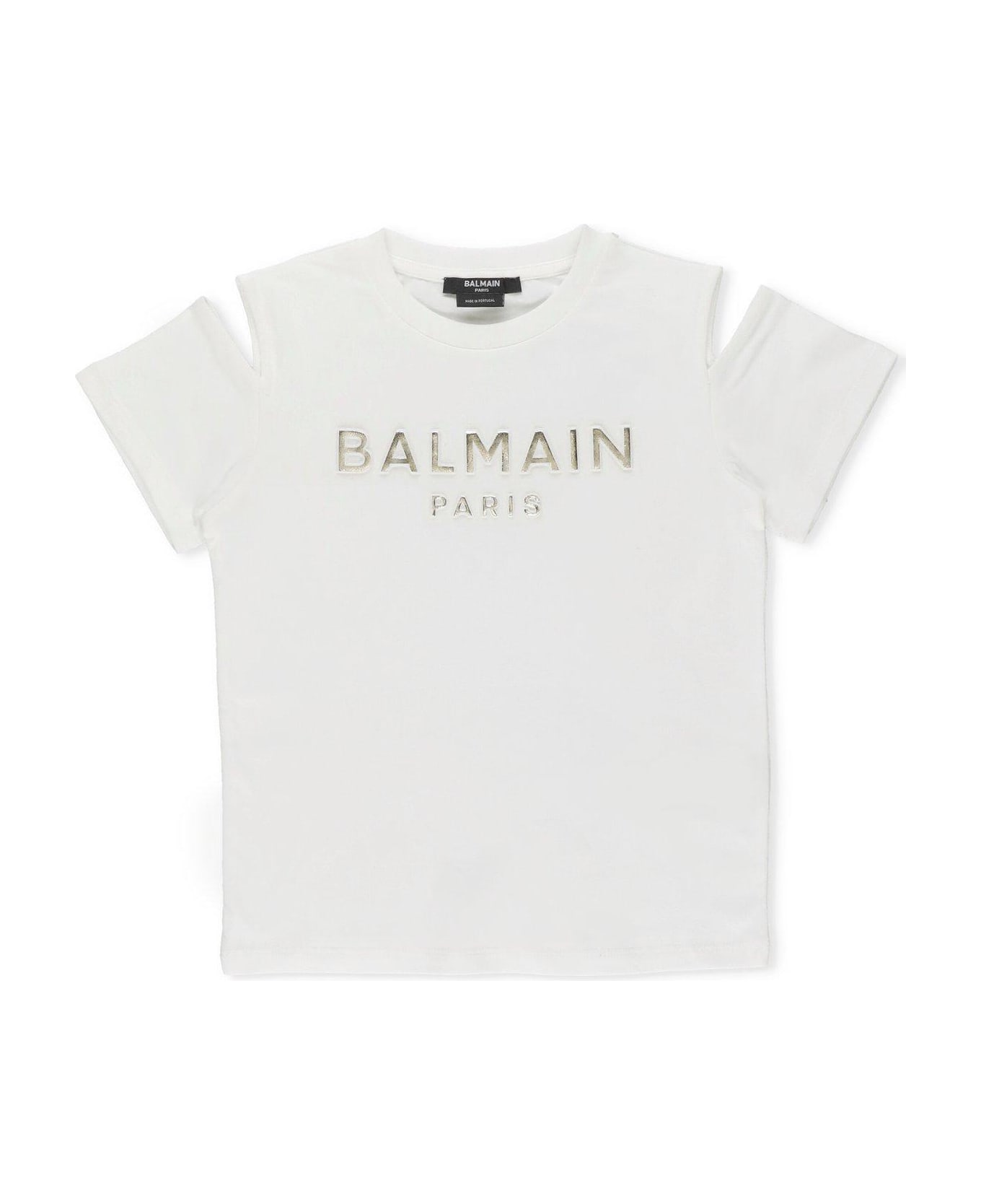 Balmain Cut-out Crewneck T-shirt - White/silver