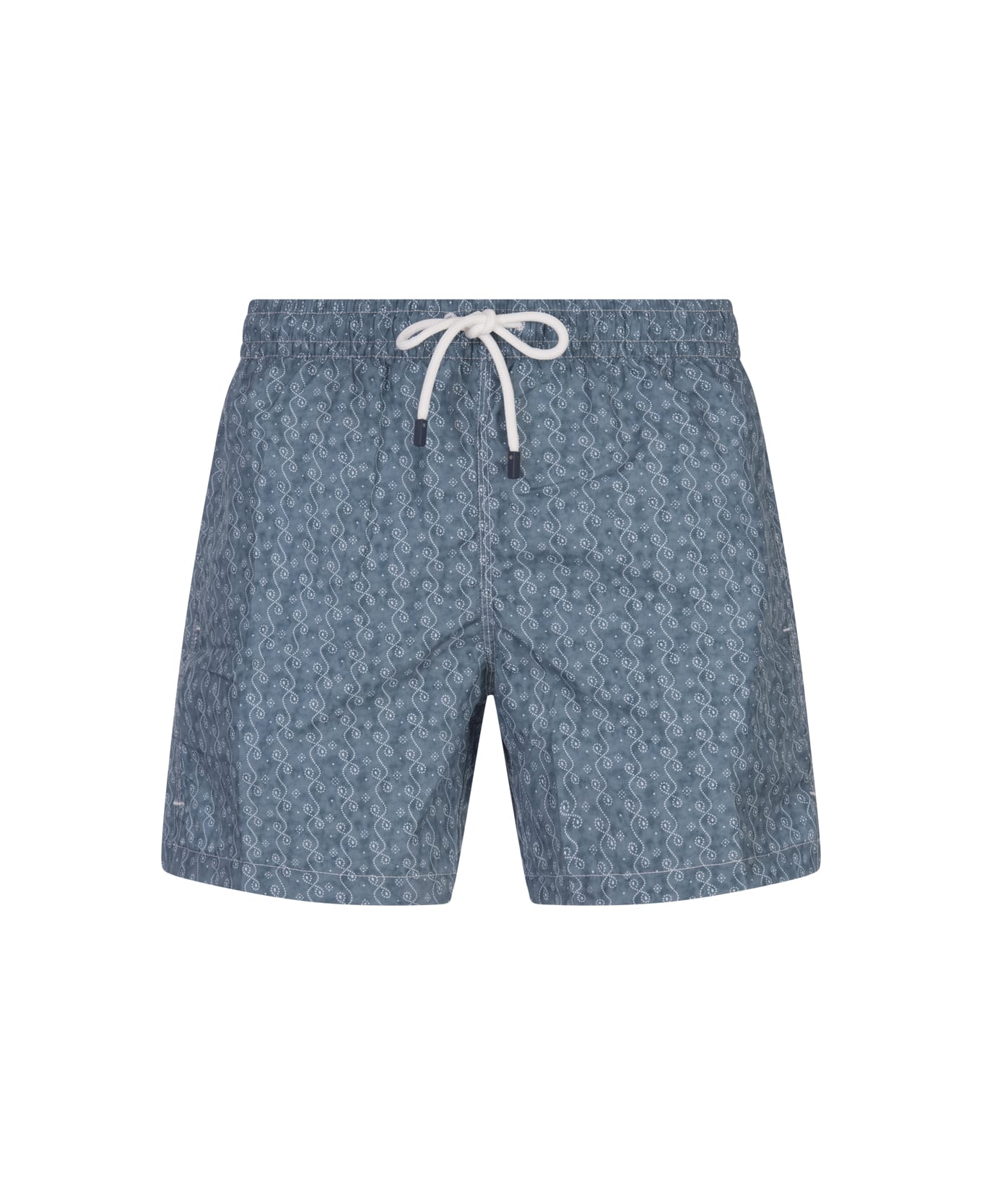 Fedeli Ocean Blue Swim Shorts With Micro Pattern - Blue