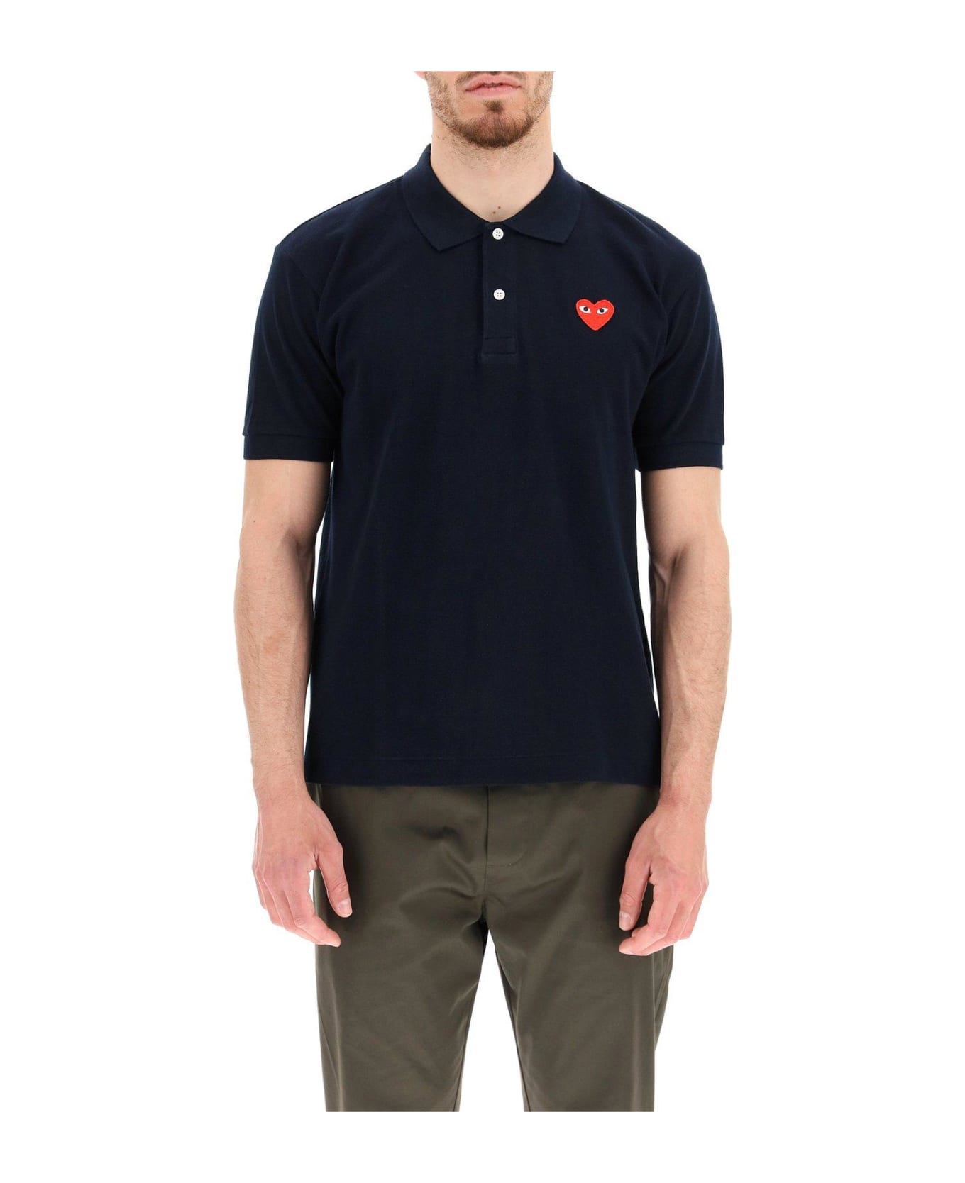Comme des Garçons Play Heart Logo Polo Shirt - Navy