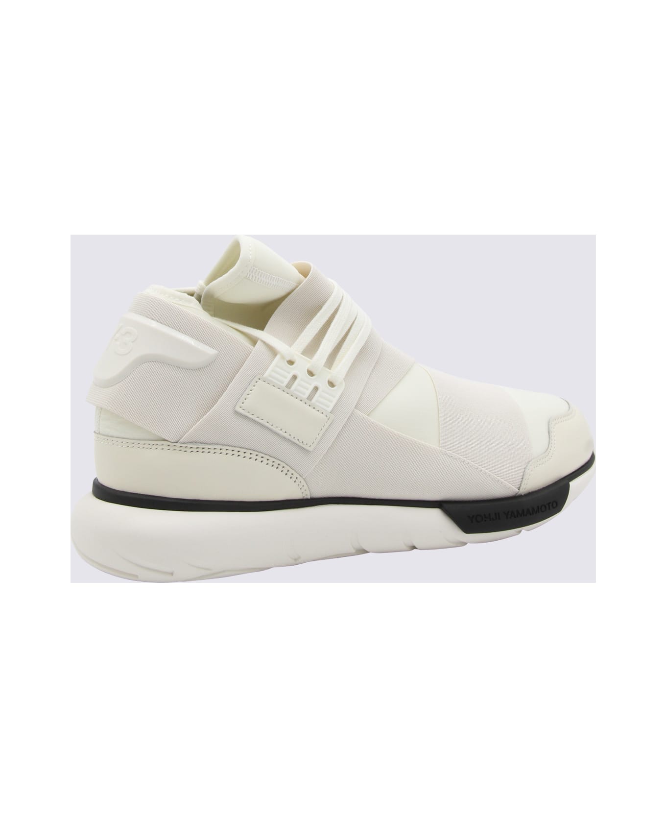 Y-3 White Canvas Sneakers - OFF WHITE/CREAM WHITE/BLACK スニーカー