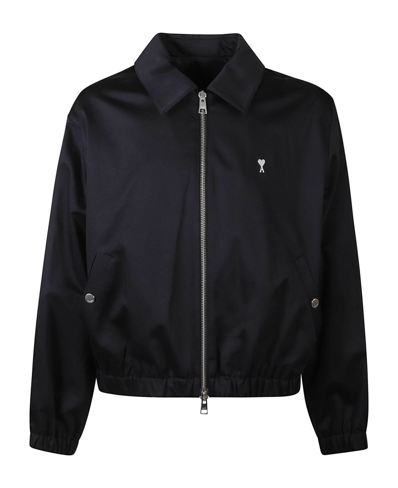 Ami Alexandre Mattiussi Logo Embroidered Zipped Jacket - Black