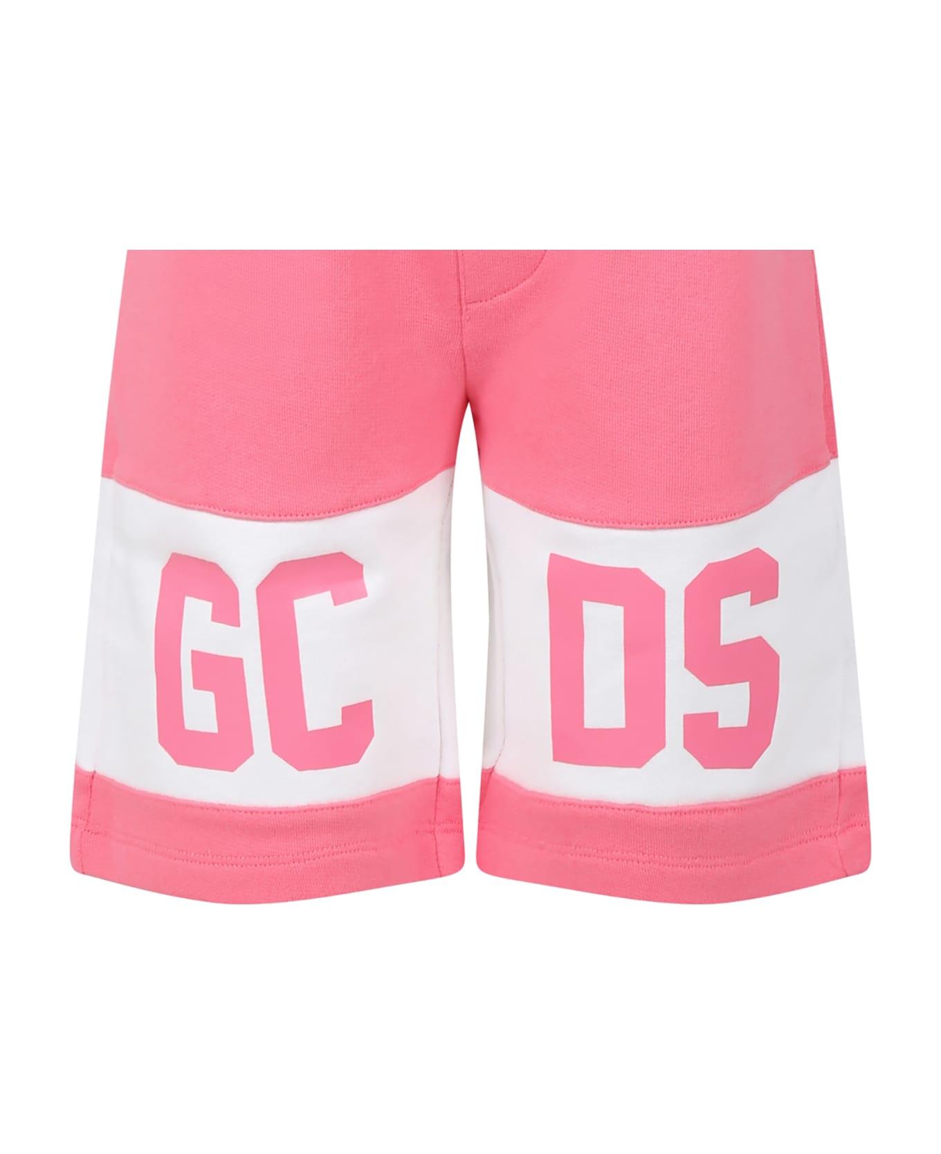 GCDS Mini Pink Sports Shorts For Boy With Logo - Pink ボトムス