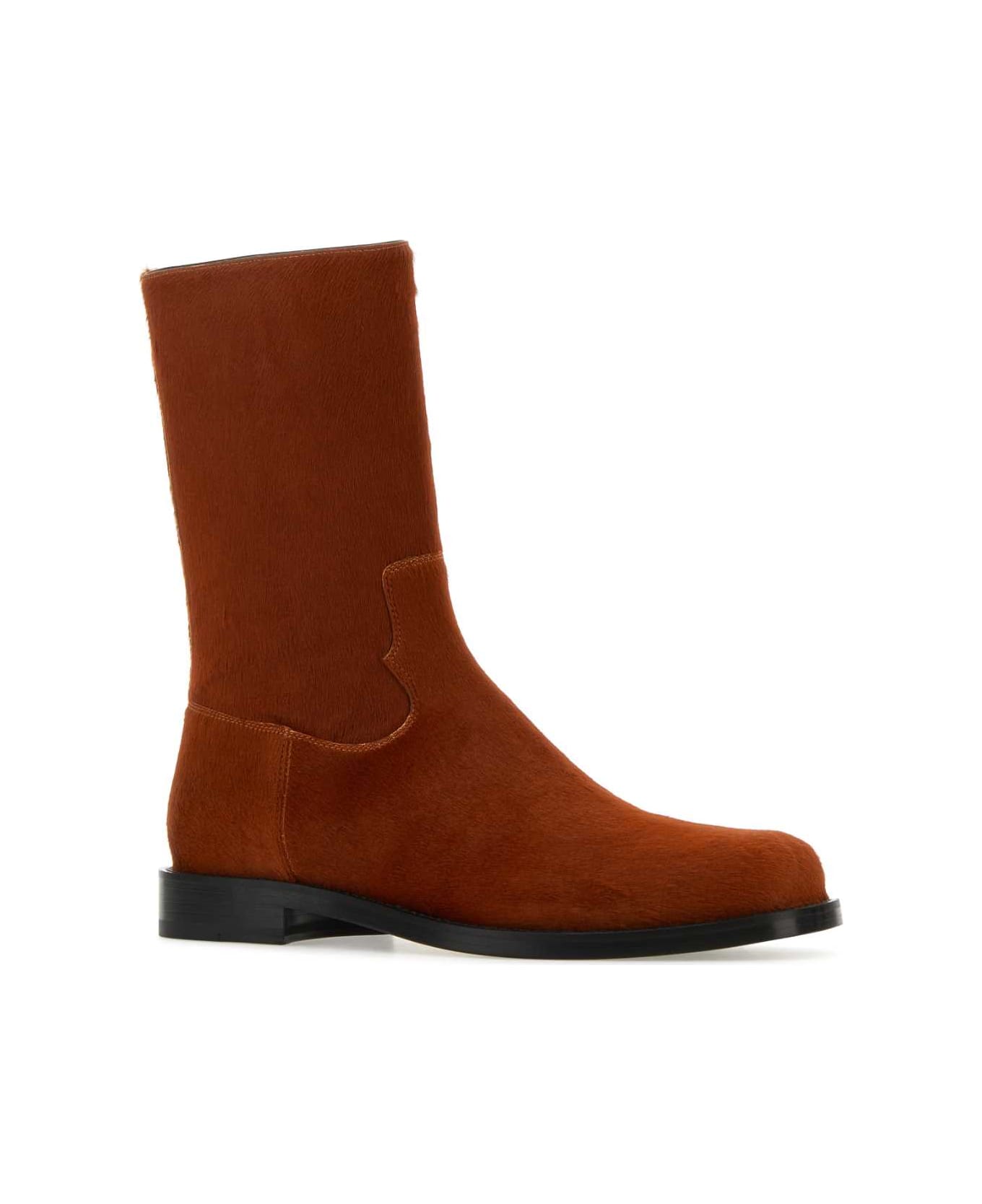 Dries Van Noten Brick Calfhair Ankle Boots - TAN