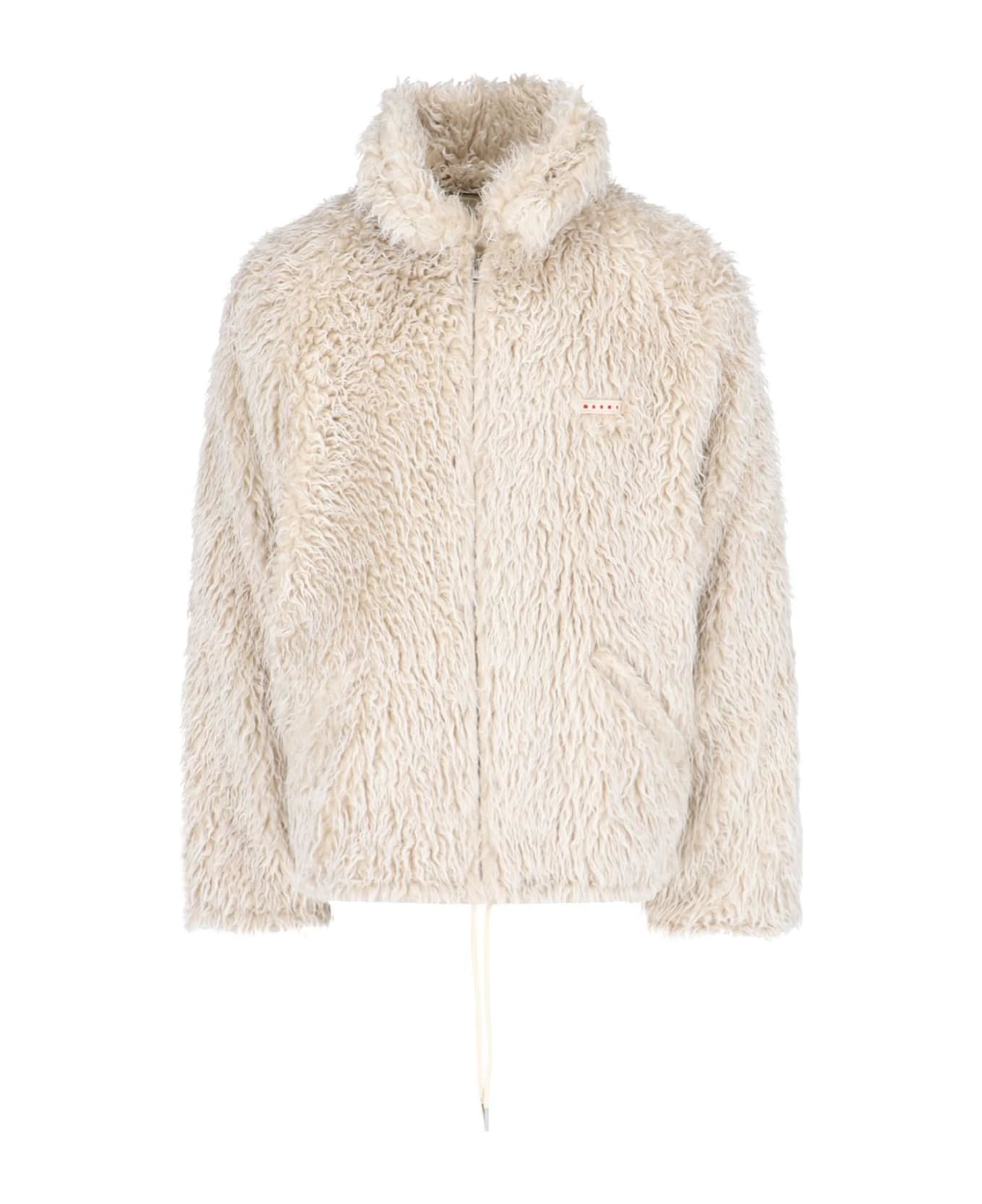 Marni Faux Shearling Hooded Jacket - Glass