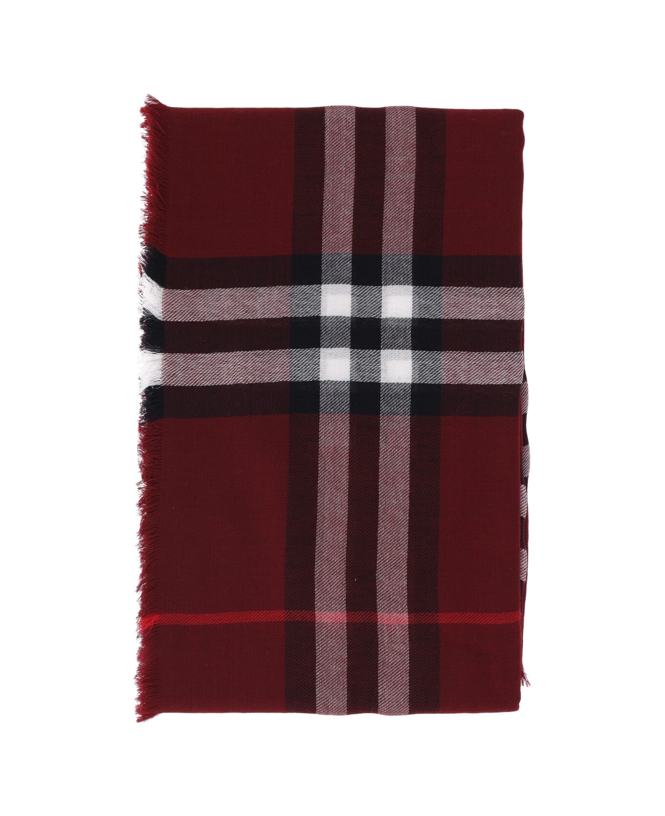 Burberry 
check
 Wool Scarf - Red