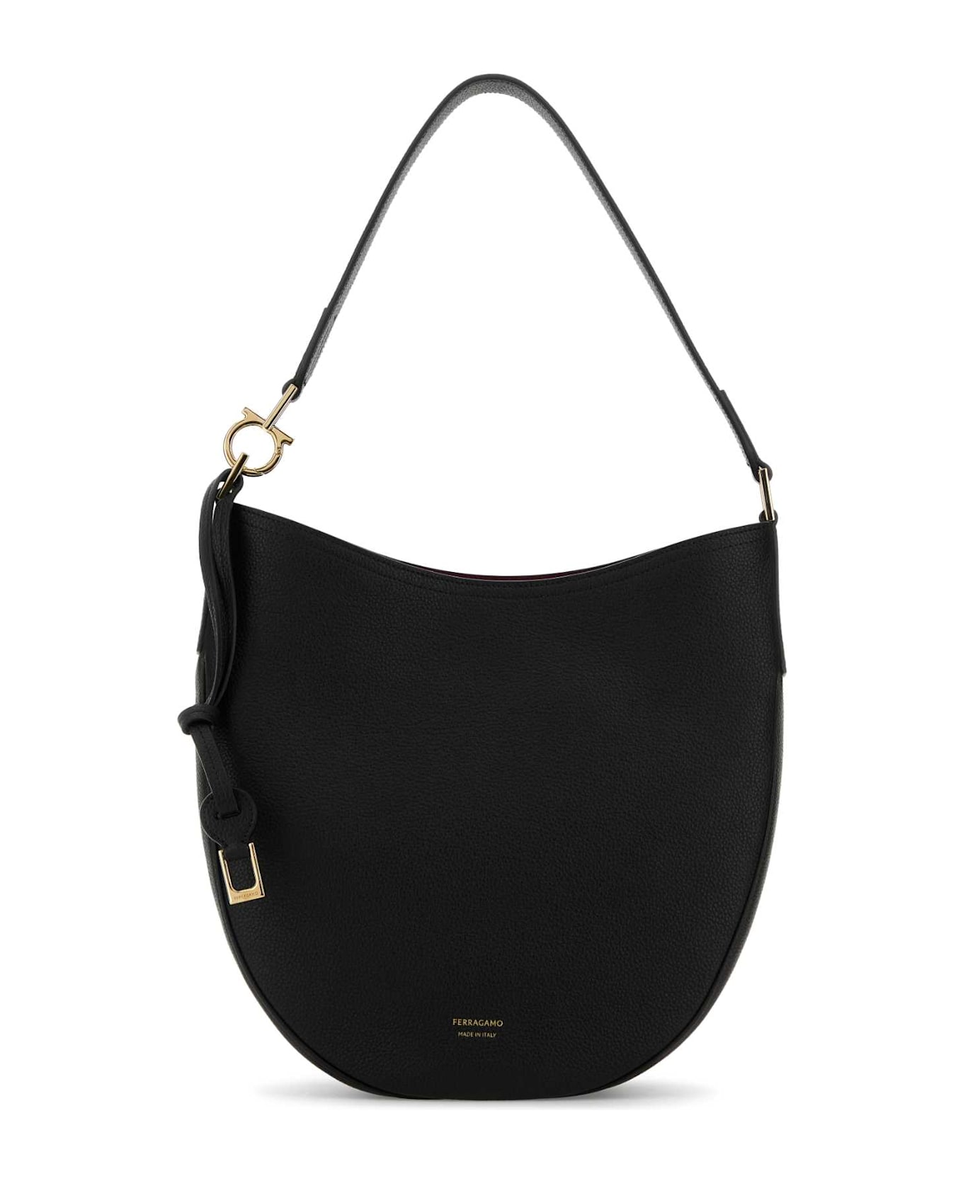 Ferragamo Black Leather Medium Smile Shoulder Bag - NEROBORGOGNABORGOGNA