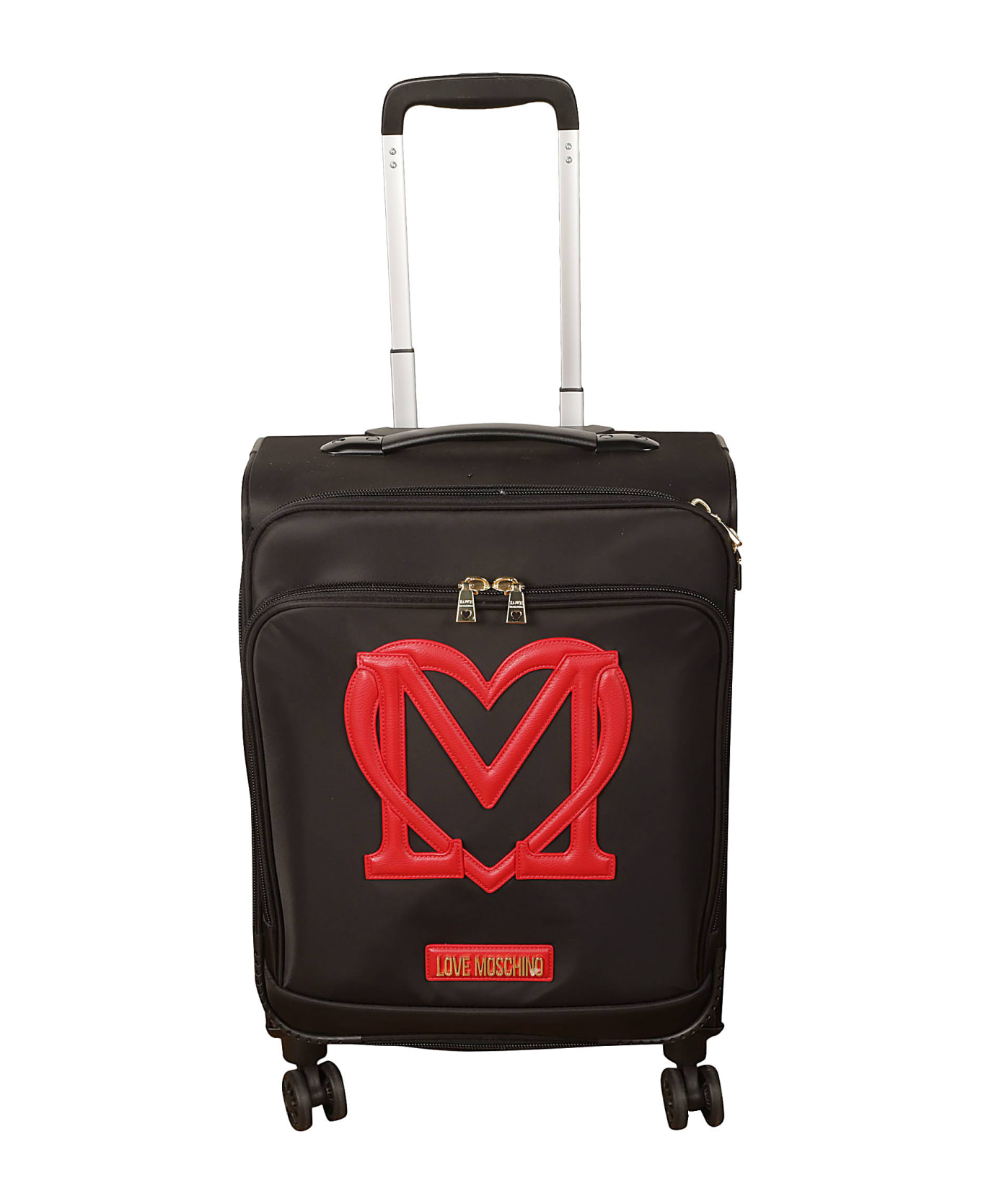 Love Moschino Heart Patched Two-way Zipped Trolley Luggage - Black/Red トラベルバッグ