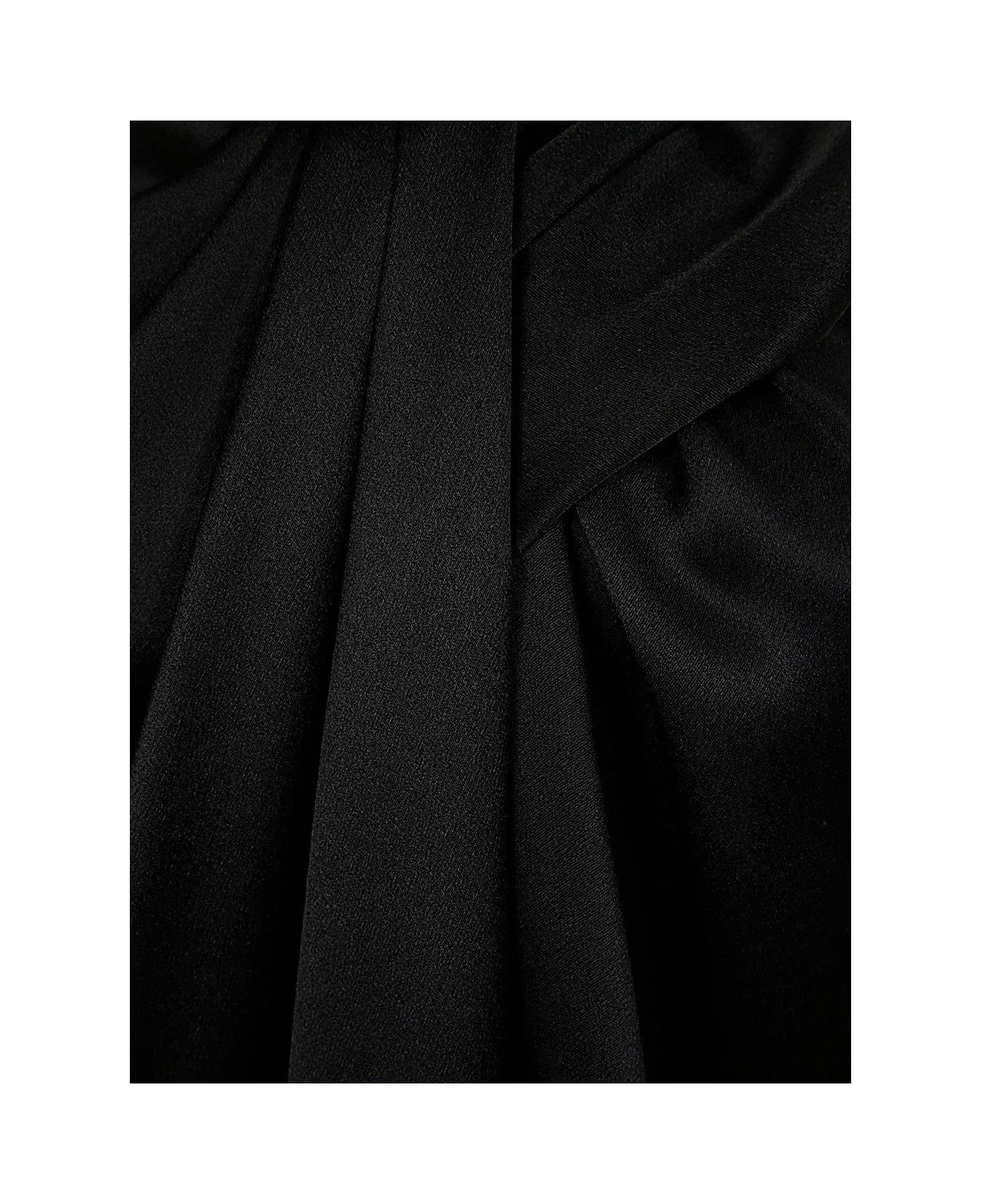 Alberta Ferretti Sleeveless Gathered Satin Blouse - Nero