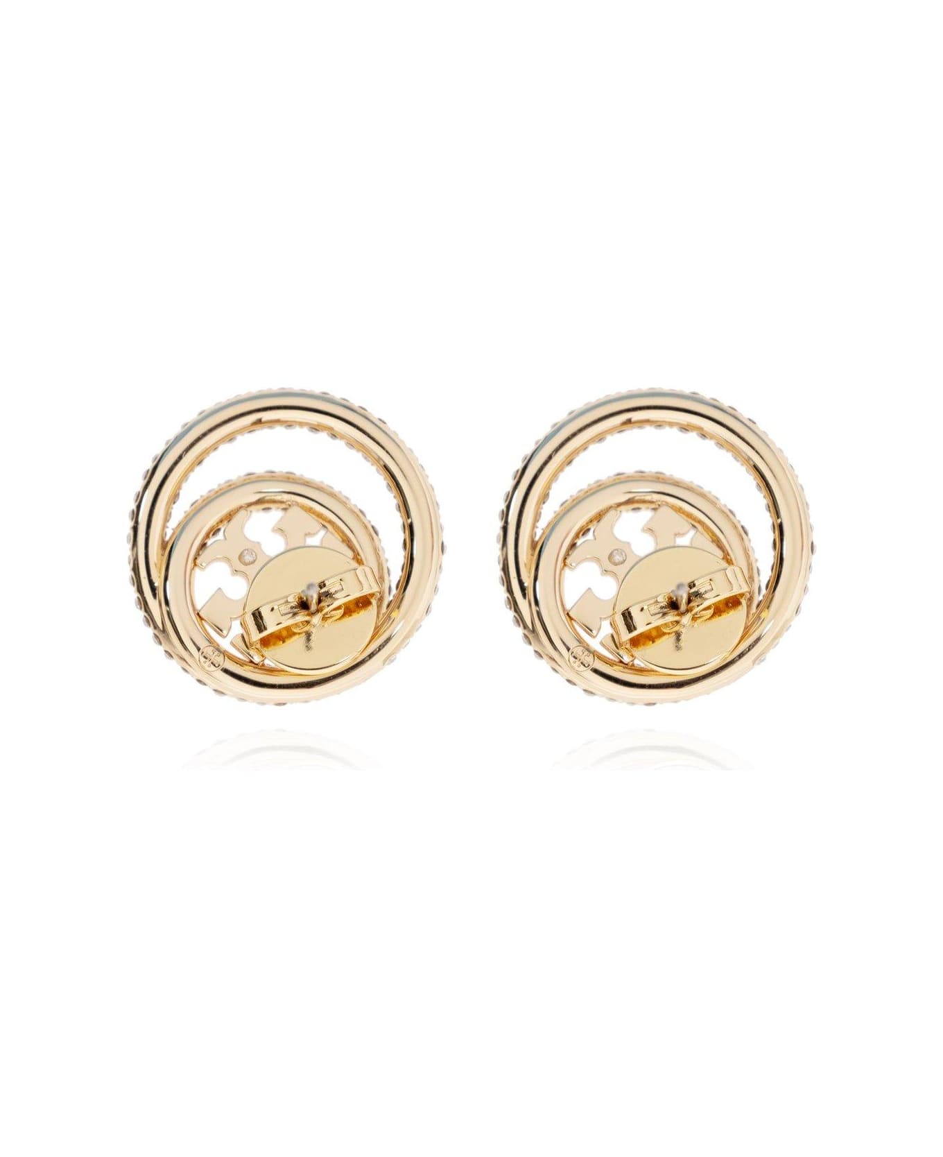 Tory Burch Double-ring Embellished Earrings - Gold/crystal