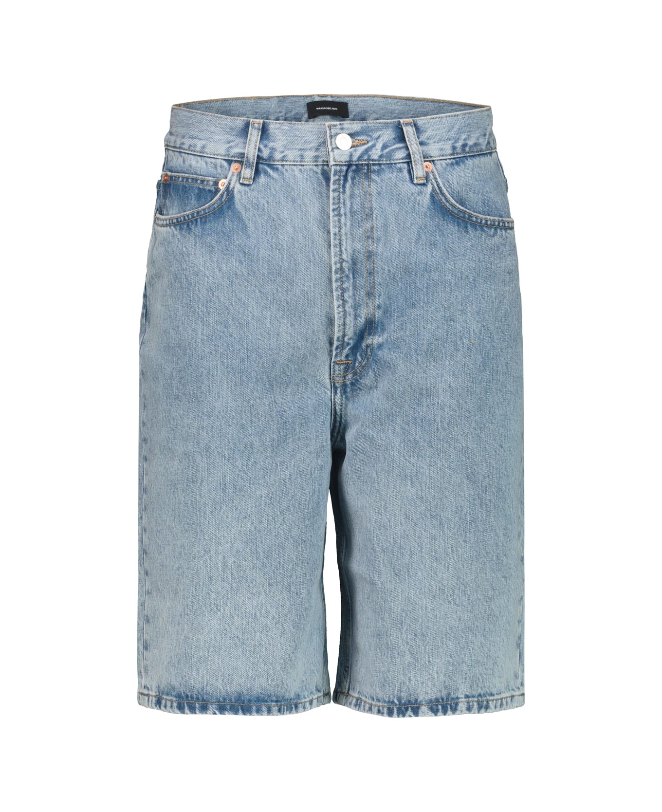 WARDROBE.NYC Low Rise Denim Shorts - Blu Blue