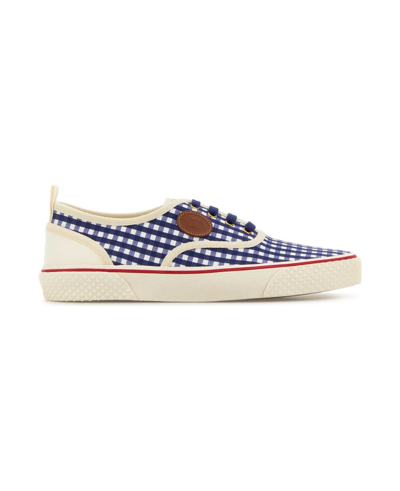Valentino Garavani Printed Canvas Nojoke Sneakers - IVORYBRIGHTINDIGOIVORYCUOIOVACCHIV