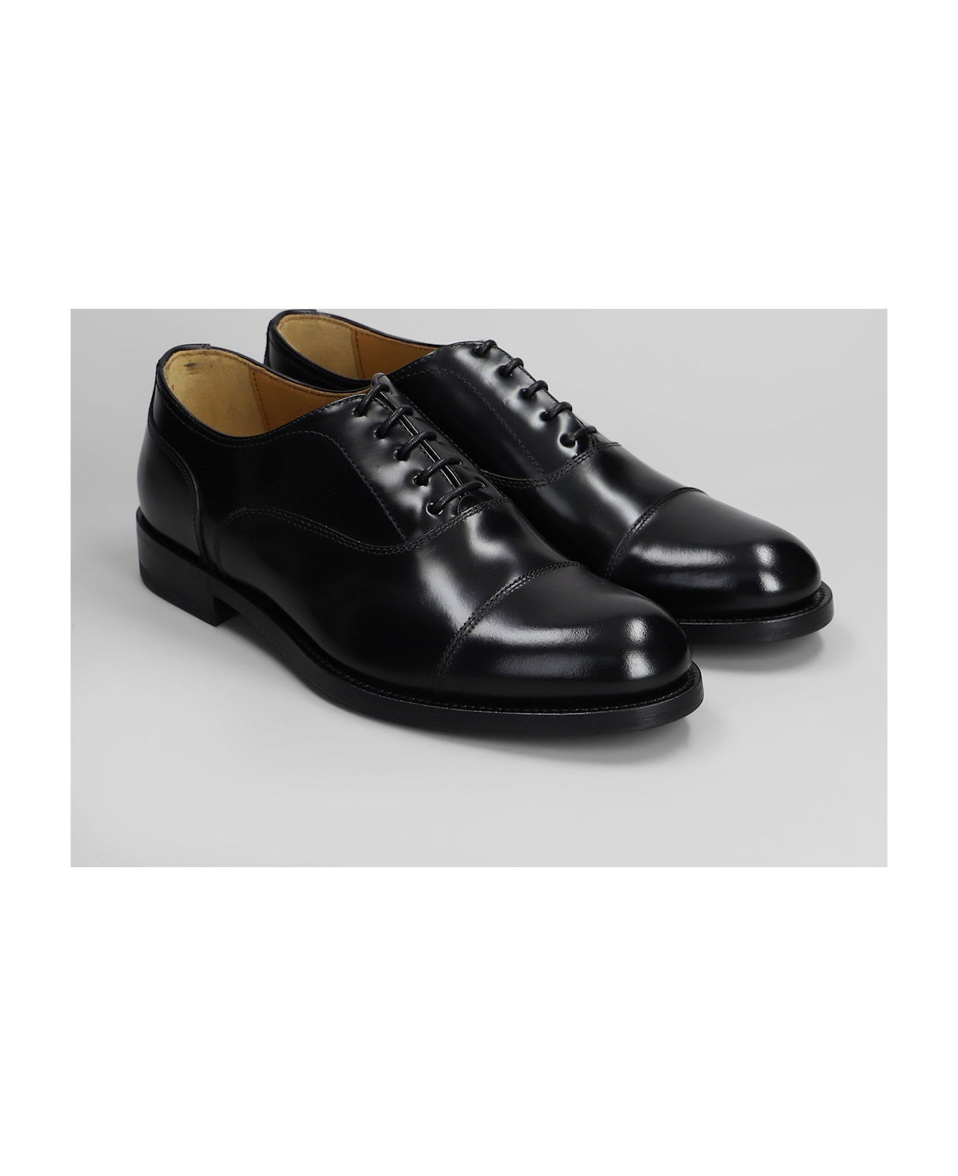 Green George Lace Up Shoes In Black Leather - black