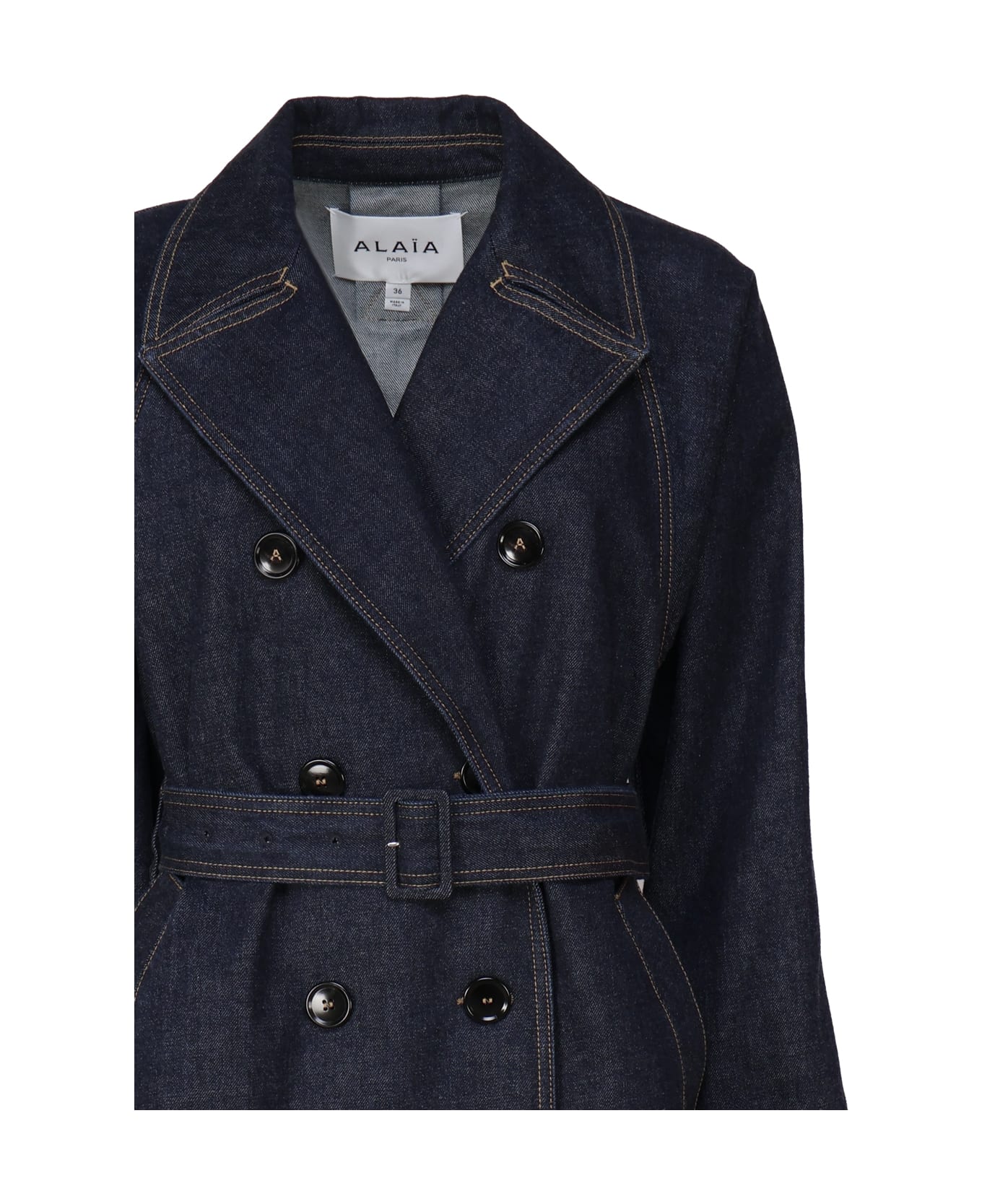 Alaia Classic Coat In Cotton Denim - Bleu denim コート