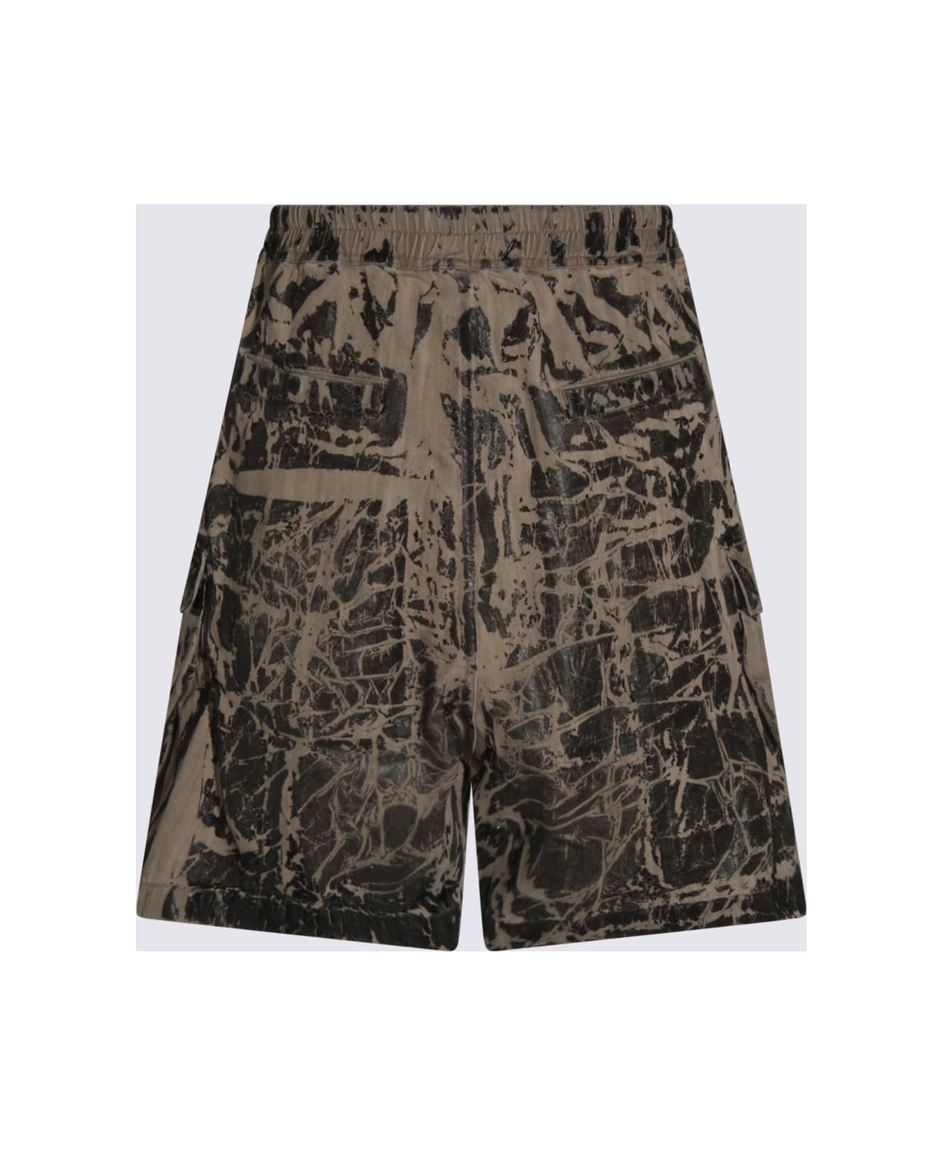 DRKSHDW Black And Beige Cotton Shorts - BLACK WASHED FOIL