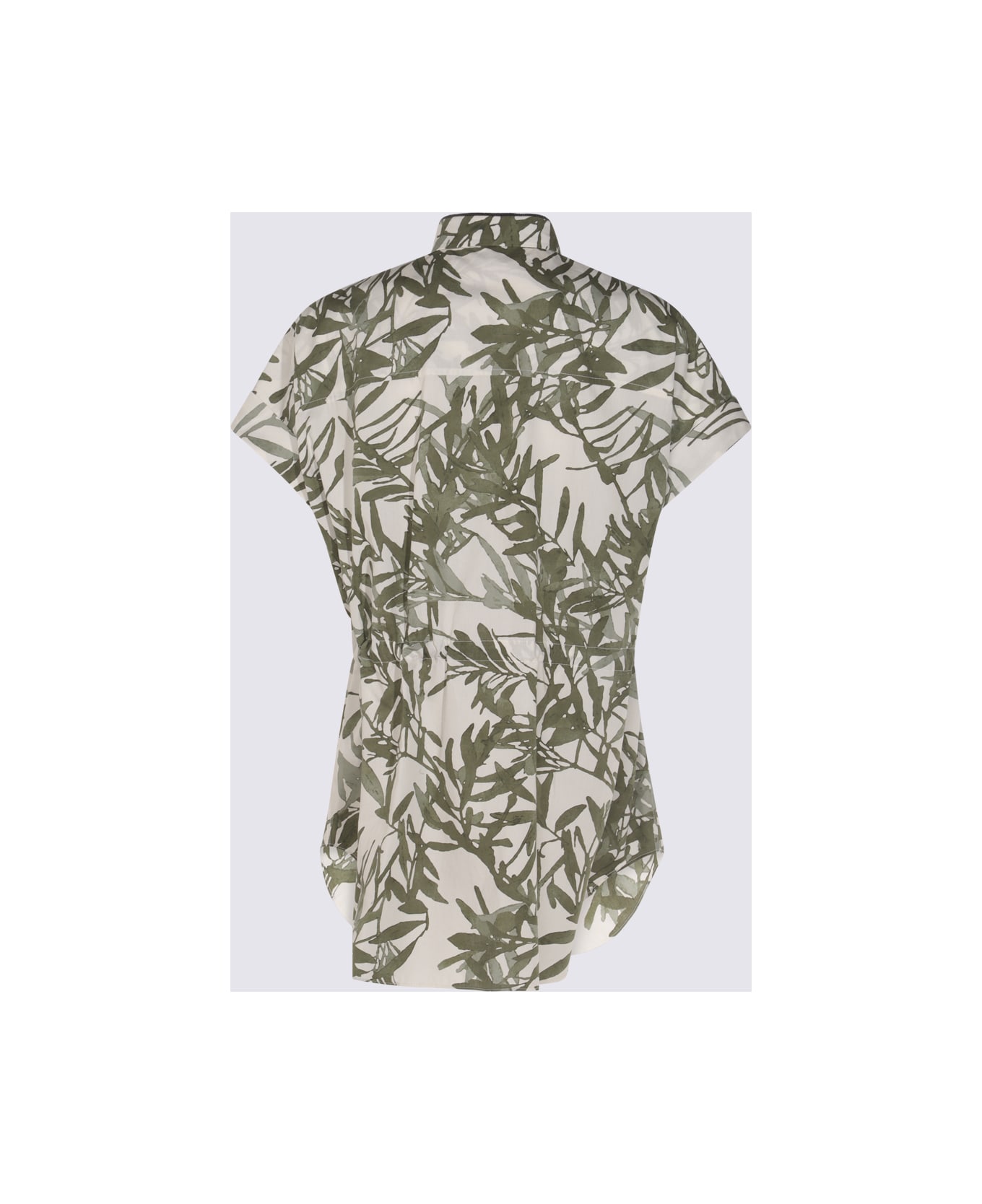 Brunello Cucinelli White And Grey Cotton Shirt