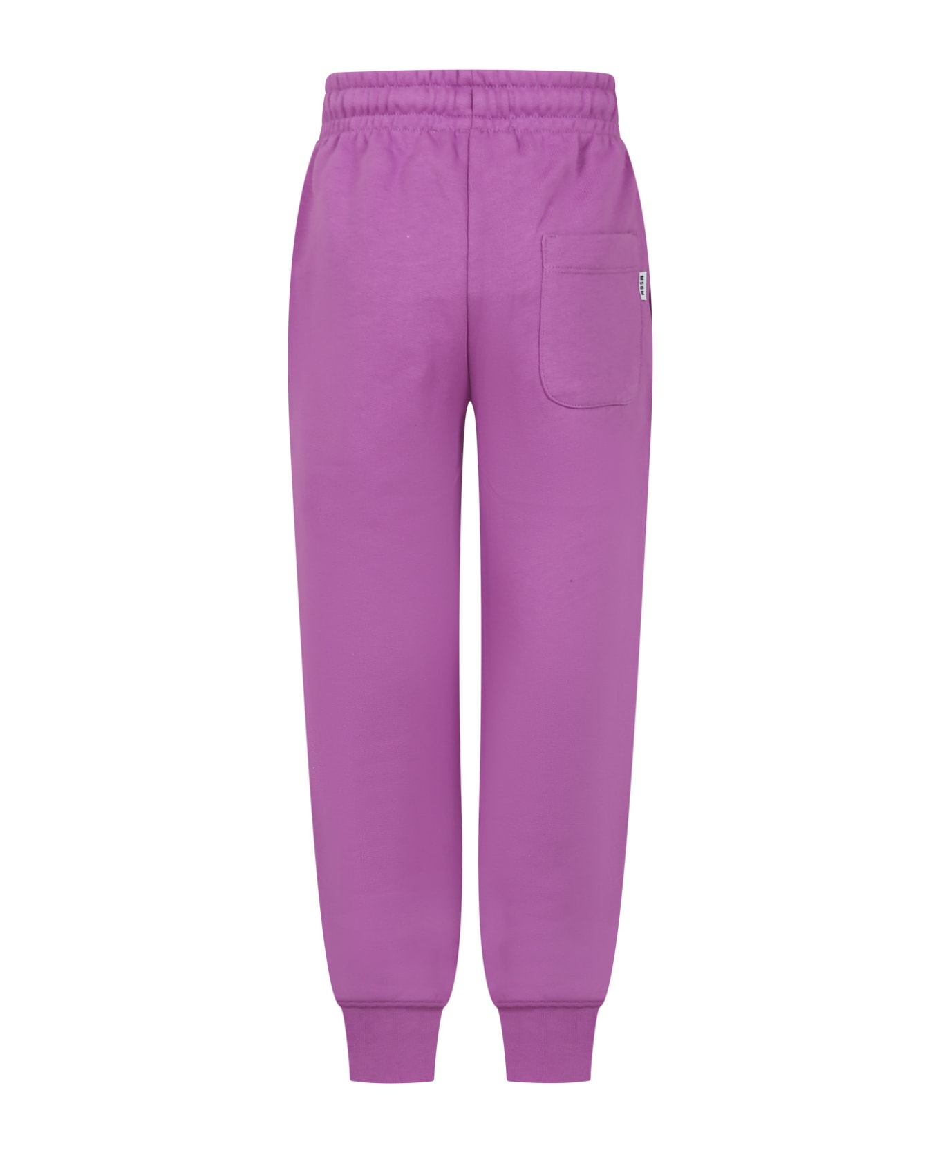 MSGM Lilac Trousers For Girl With Logo - Lilla