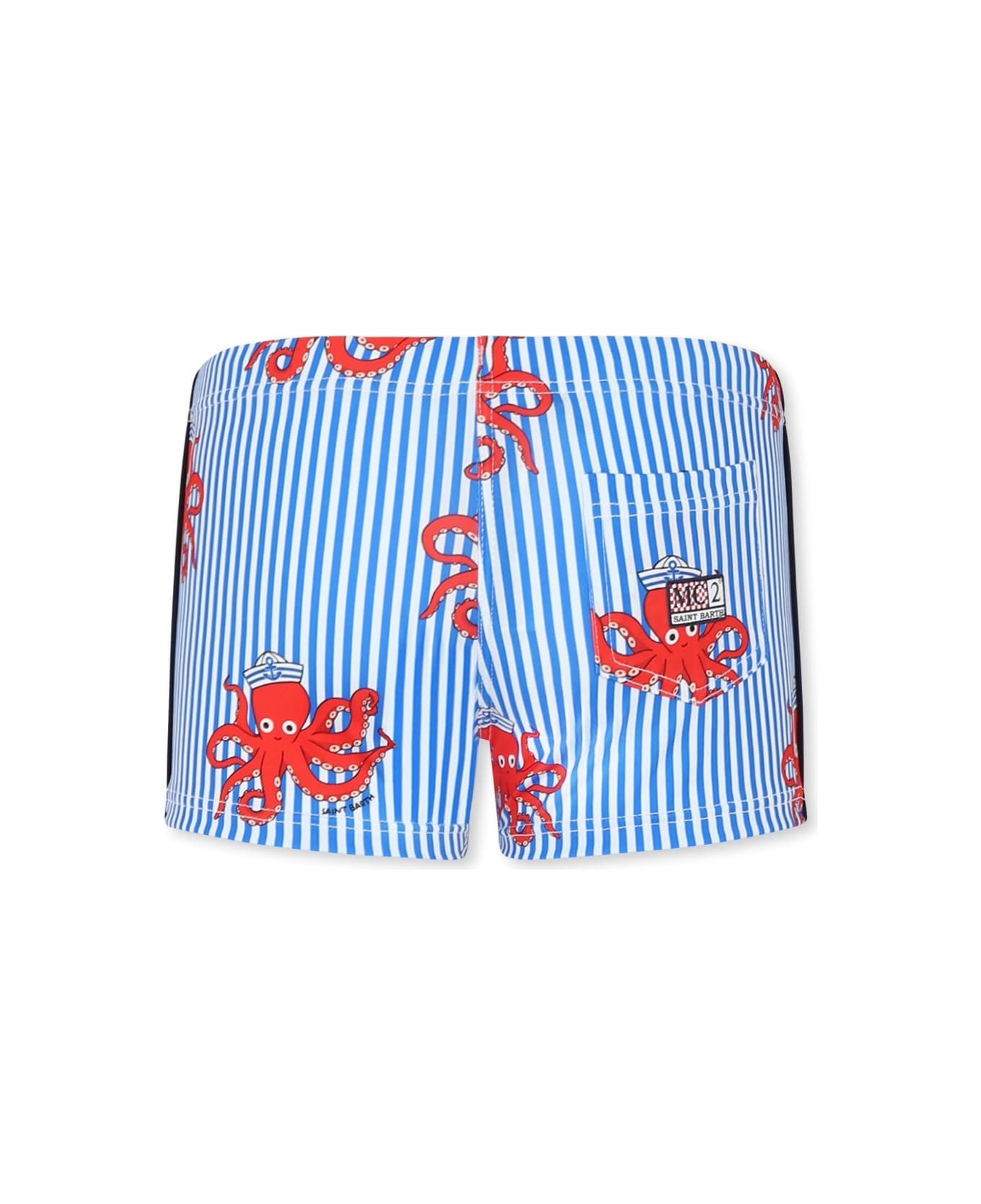 MC2 Saint Barth Light Blue Swim Short For Boy With Octopus - Light Blue