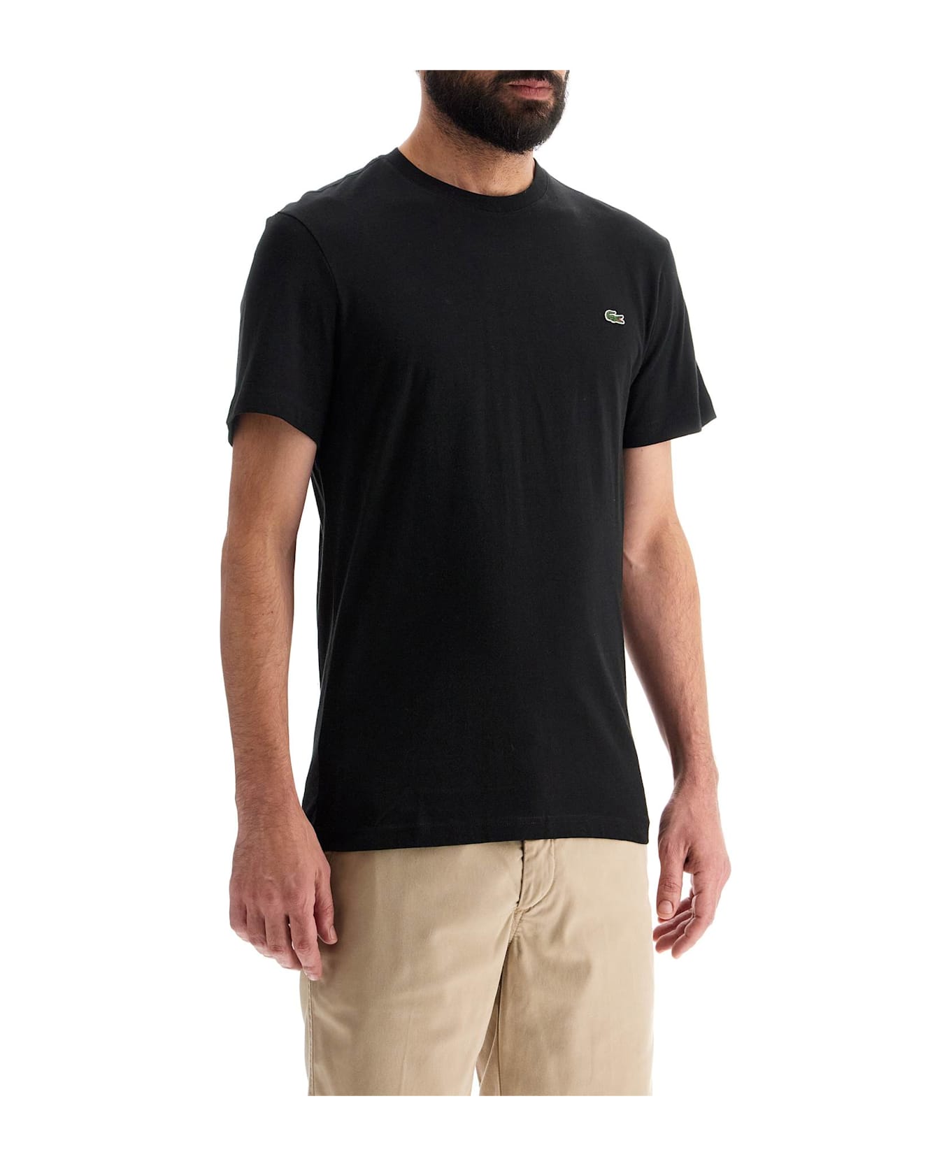 Lacoste T-shirt With Patch Logo Design - BLACK (Black)