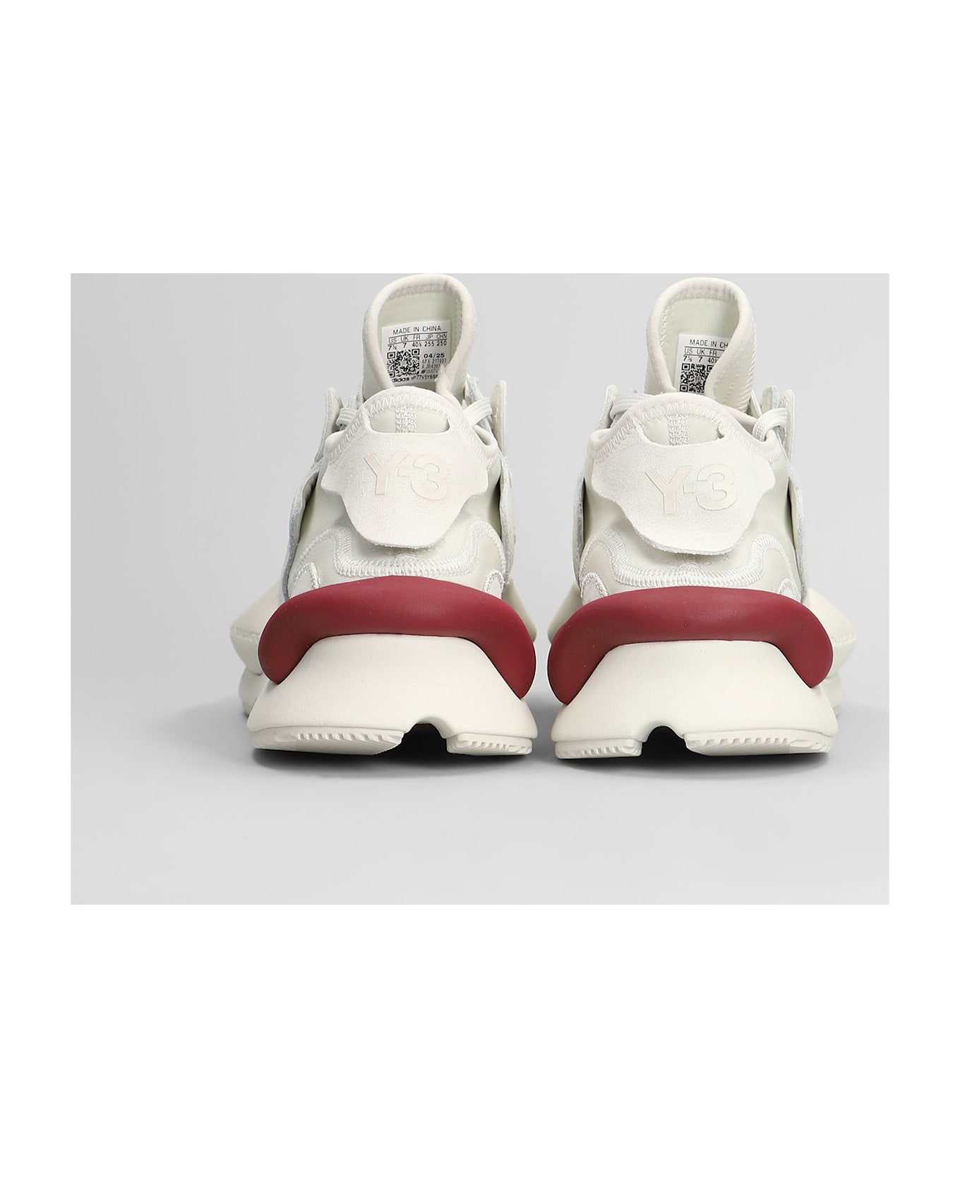Y-3 Kaiwa Sneakers In White Leather - ORBGRY/ORBGRY/CBURGU