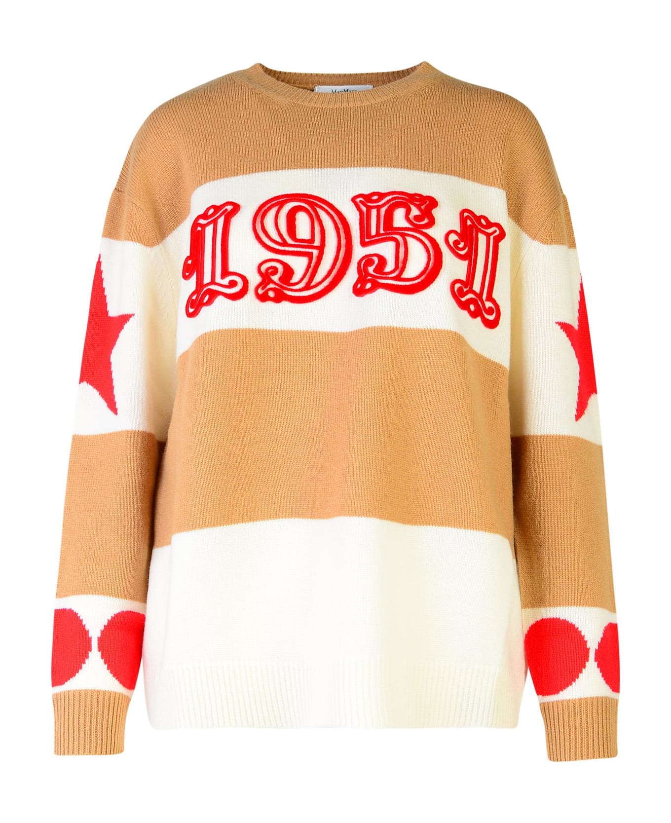 Max Mara Embroidered Wool Blend Dirce Oversize Sweater - Brown
