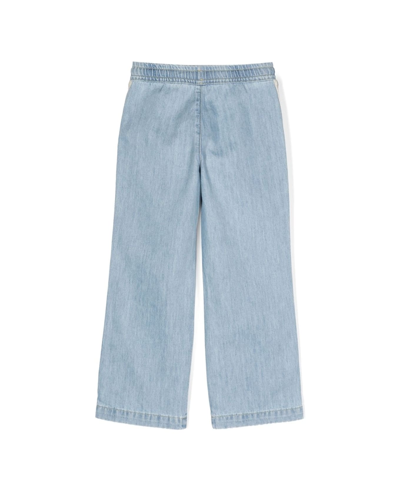 Palm Angels Light Blue Jeans With Drawstring In Cotton Boy - Blu