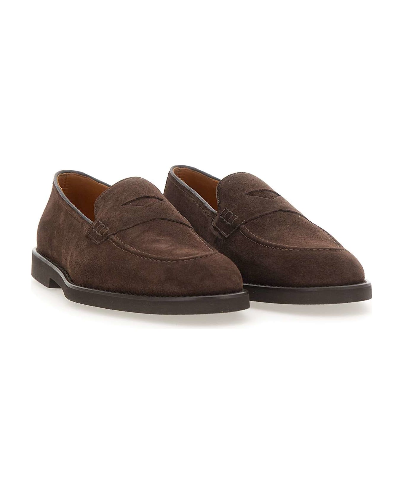Doucal's "wash" Suede Moccasins - BROWN ローファー＆デッキシューズ