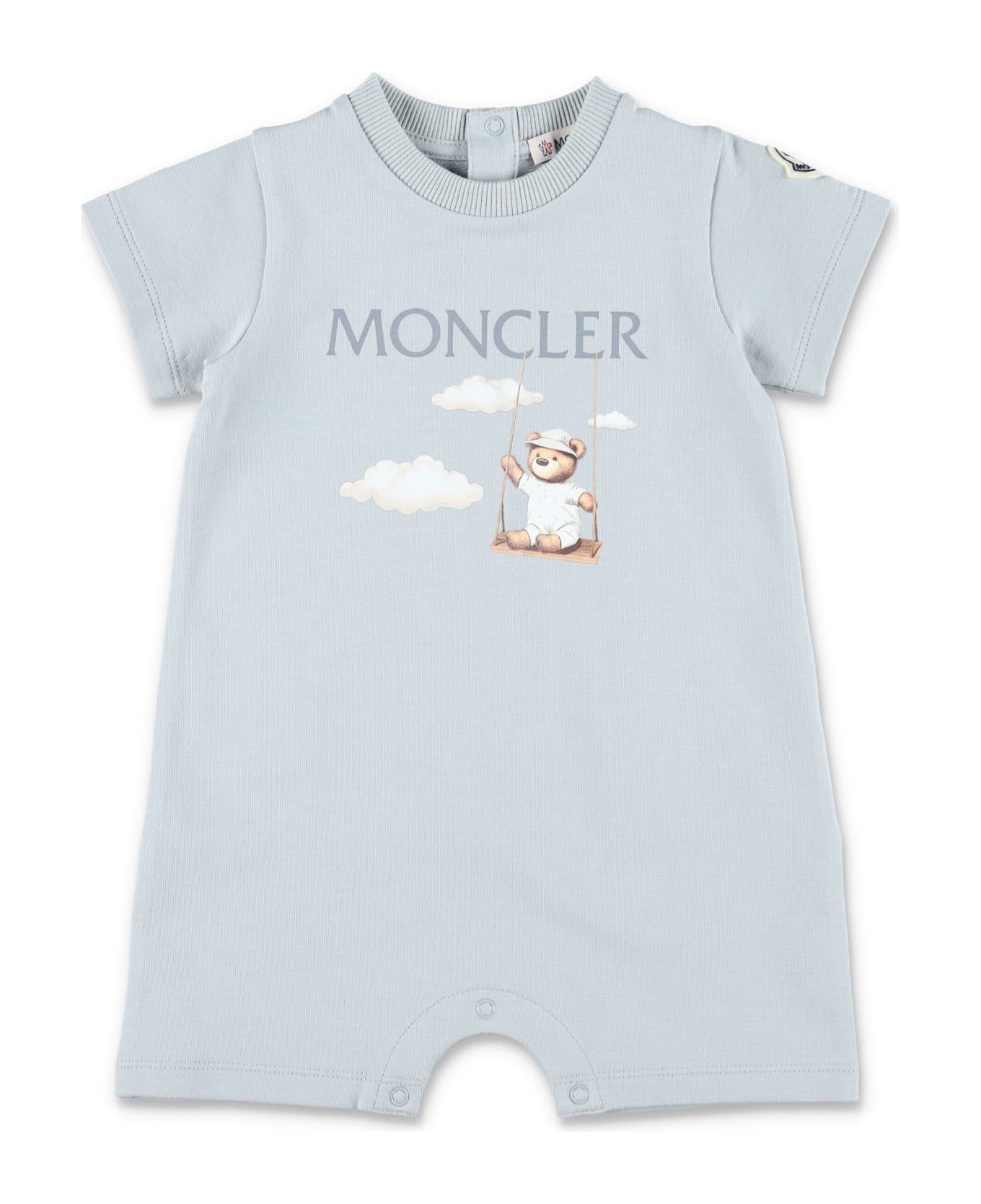 Moncler Kid - Teddy Bear Motif Cotton Romper - GREY