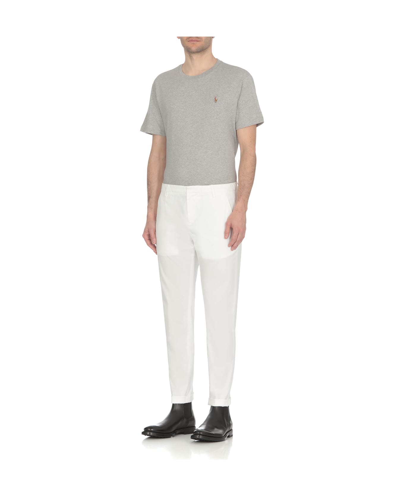 Dondup White Turn-up Trousers - White ボトムス