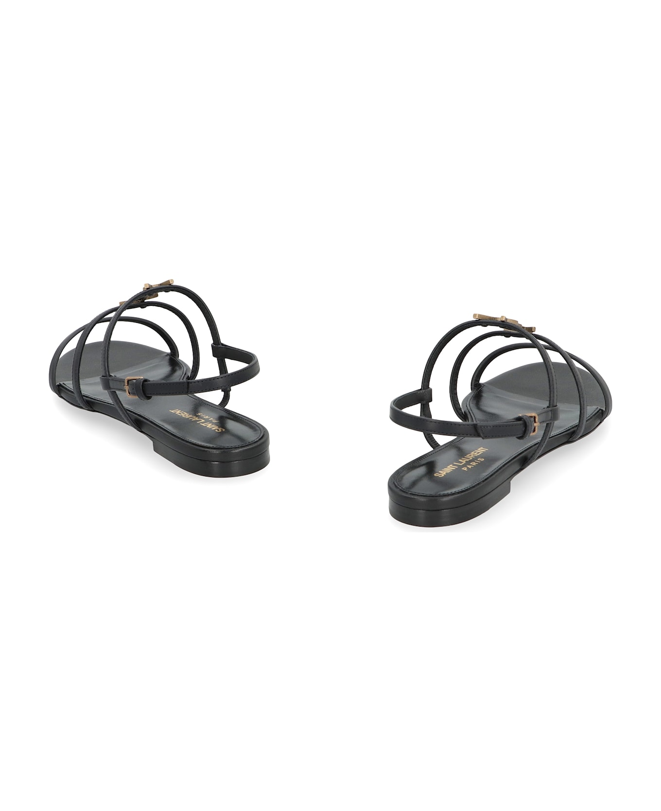 Saint Laurent Cassandra Leather Sandals - black