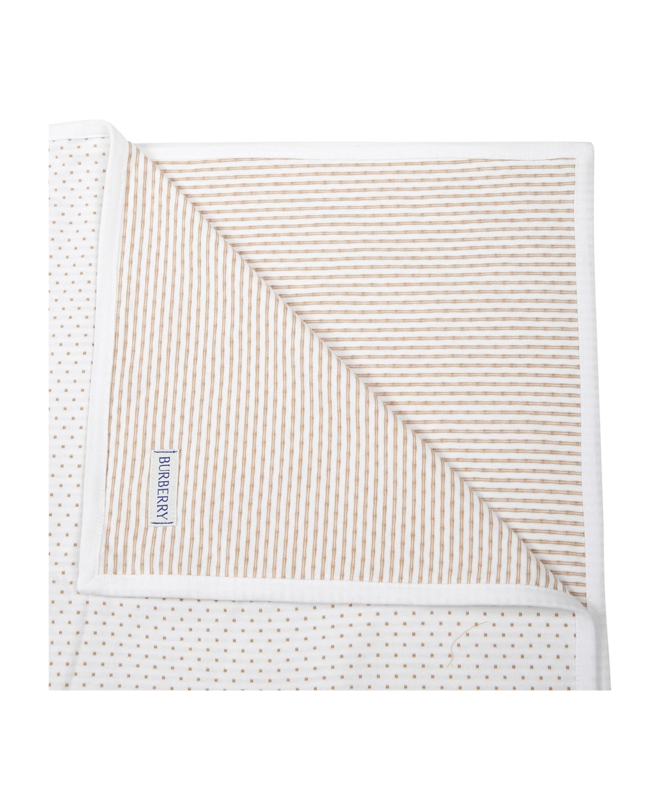 Burberry White Babies Blanket With All-over Logo And Pattern - White