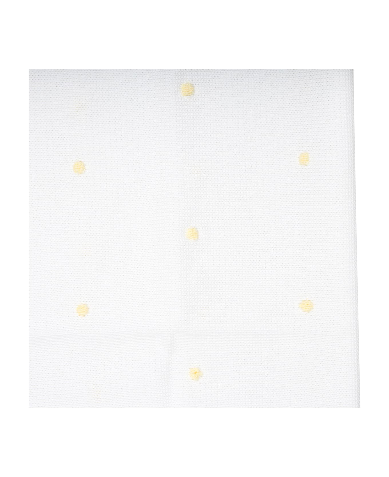 Little Bear White Baby Blanket For Baby Kids With Yellow Polka Dots - White アクセサリー＆ギフト