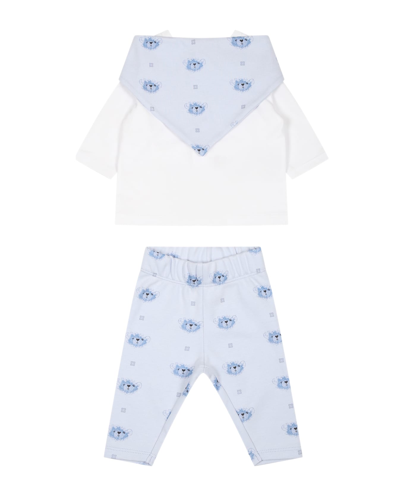 Givenchy Light Blue Suit For Baby Boy With Logo - Light Blue ボディスーツ＆セットアップ