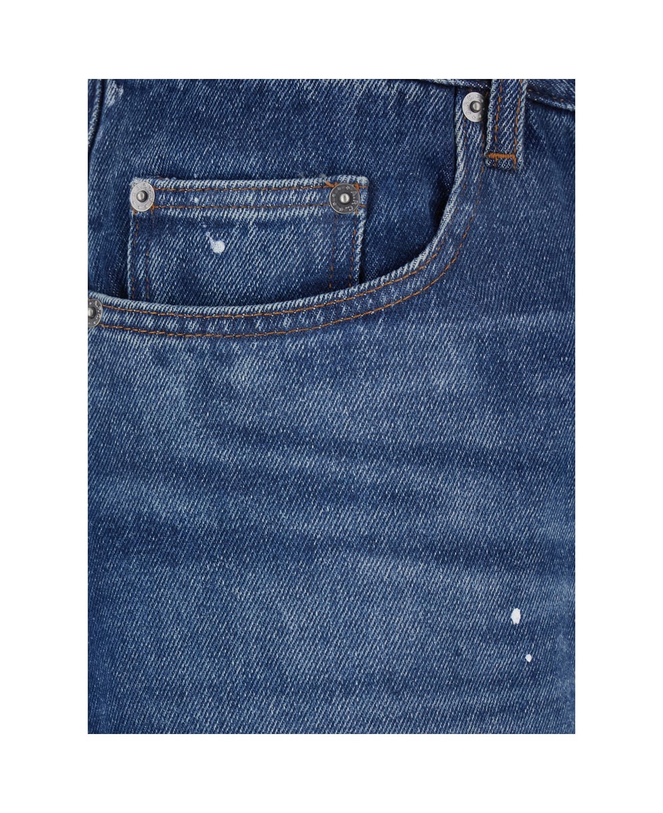 A.P.C. Blue Five-pocket Jeans With All-over Paint Effect In Cotton Man - Blu
