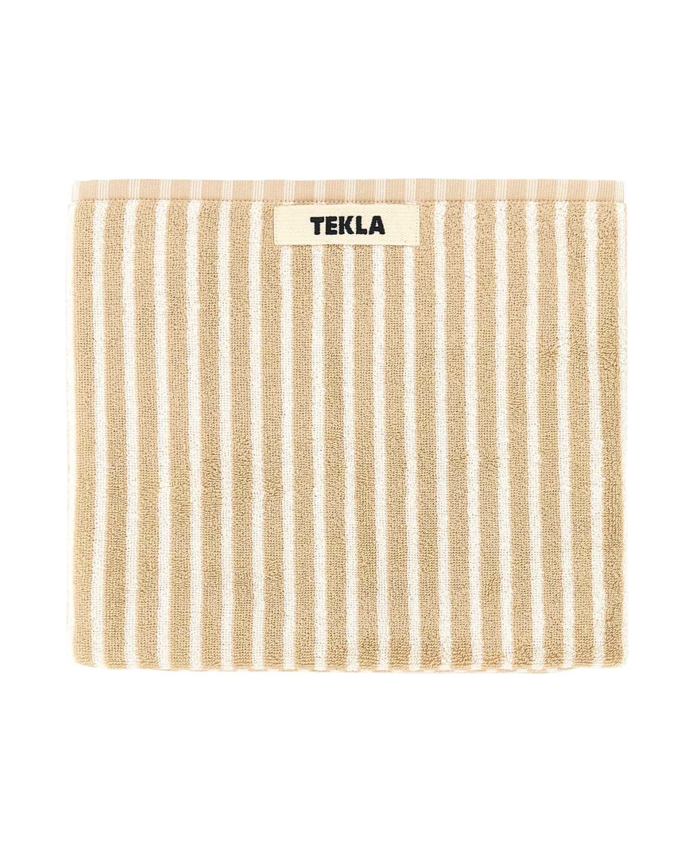 Tekla Embroidered Terry Towel - IVORY STRIPES