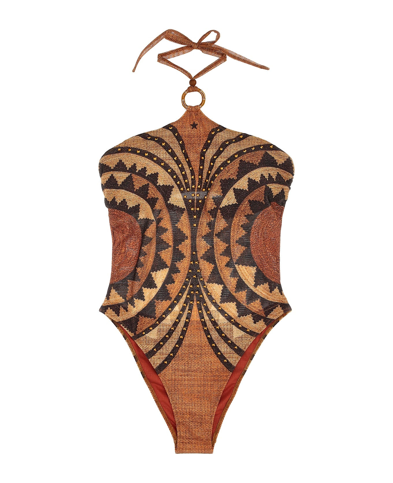 Pin-Up Stars 'intreccio Africano' One-piece Swimsuit - Brown