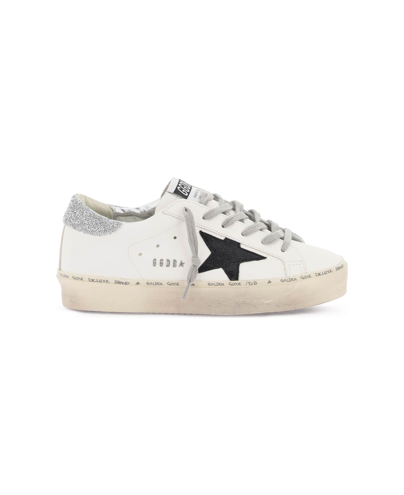 Golden Goose Hi Star Classic Leather Sneakers - WHITE BLACK SILVER (Black)