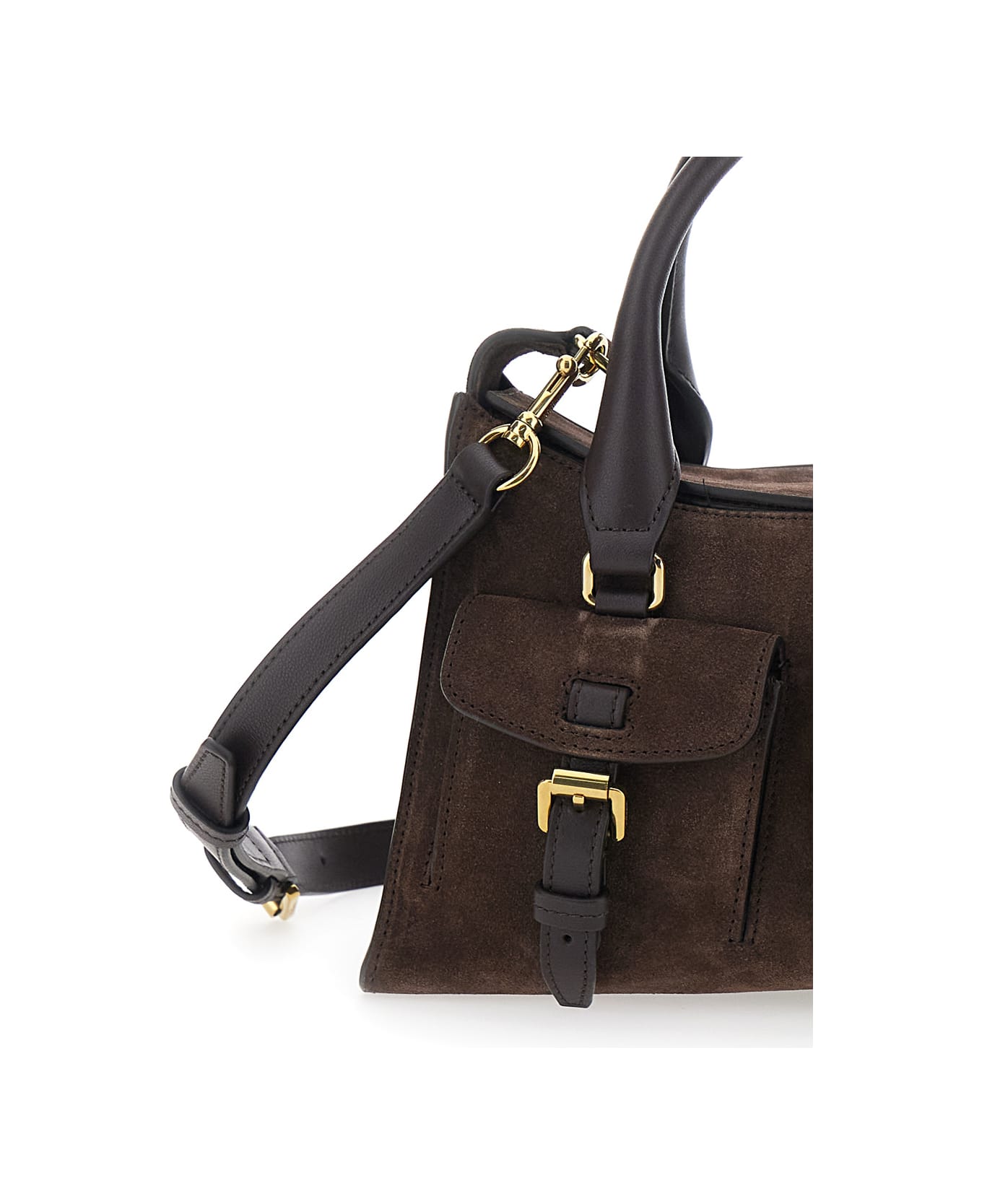 Mulberry 'roxanne' Brown Small Handbag With Adjustable And Removable Shoulder Strap And Two Front Pockets In Suede Woman - Brown