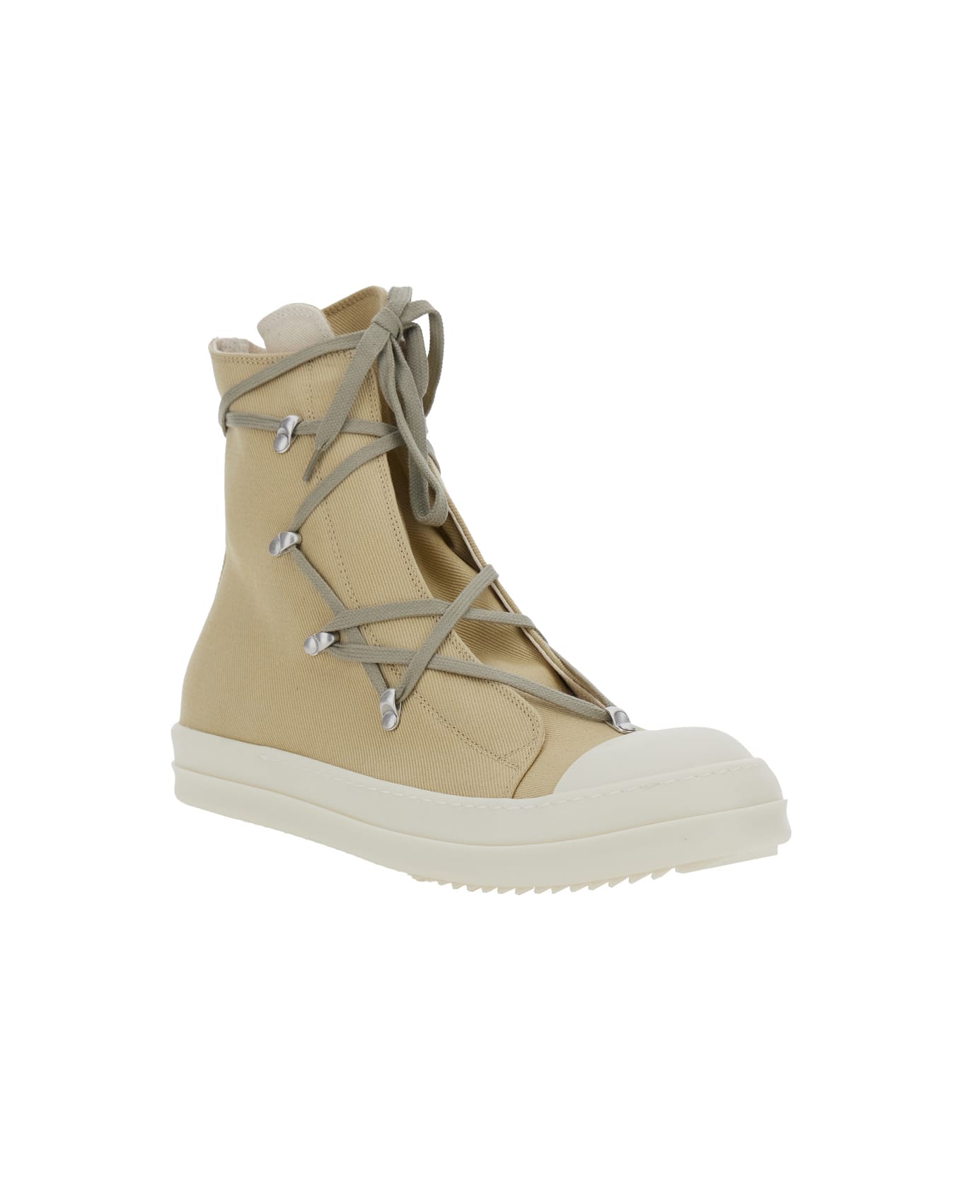 DRKSHDW 'hexa' Beige Sneakers With Decorative Oversize Laces In Denim Man - Beige