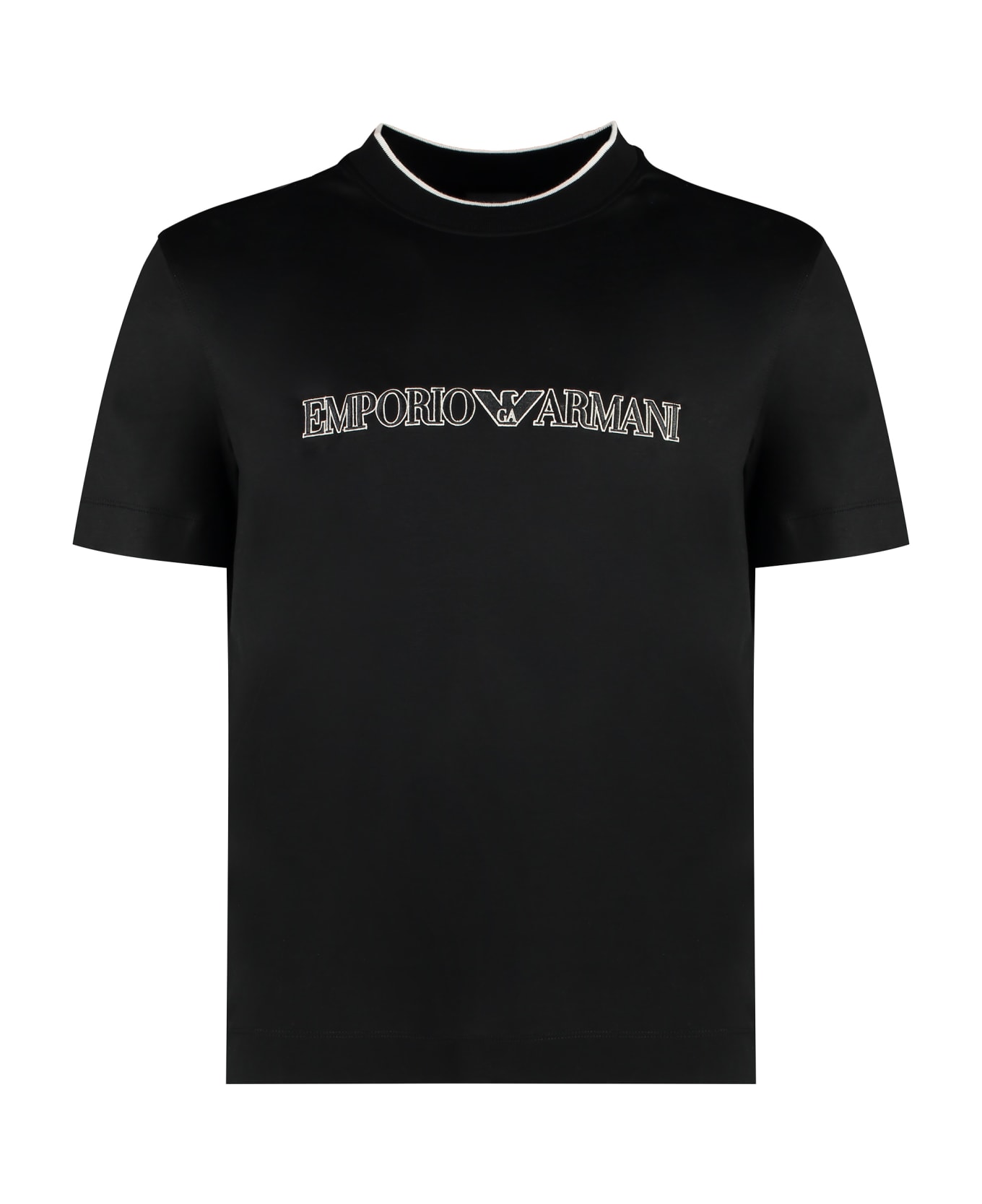Emporio Armani Blend Cotton Crew-neck T-shirt - black