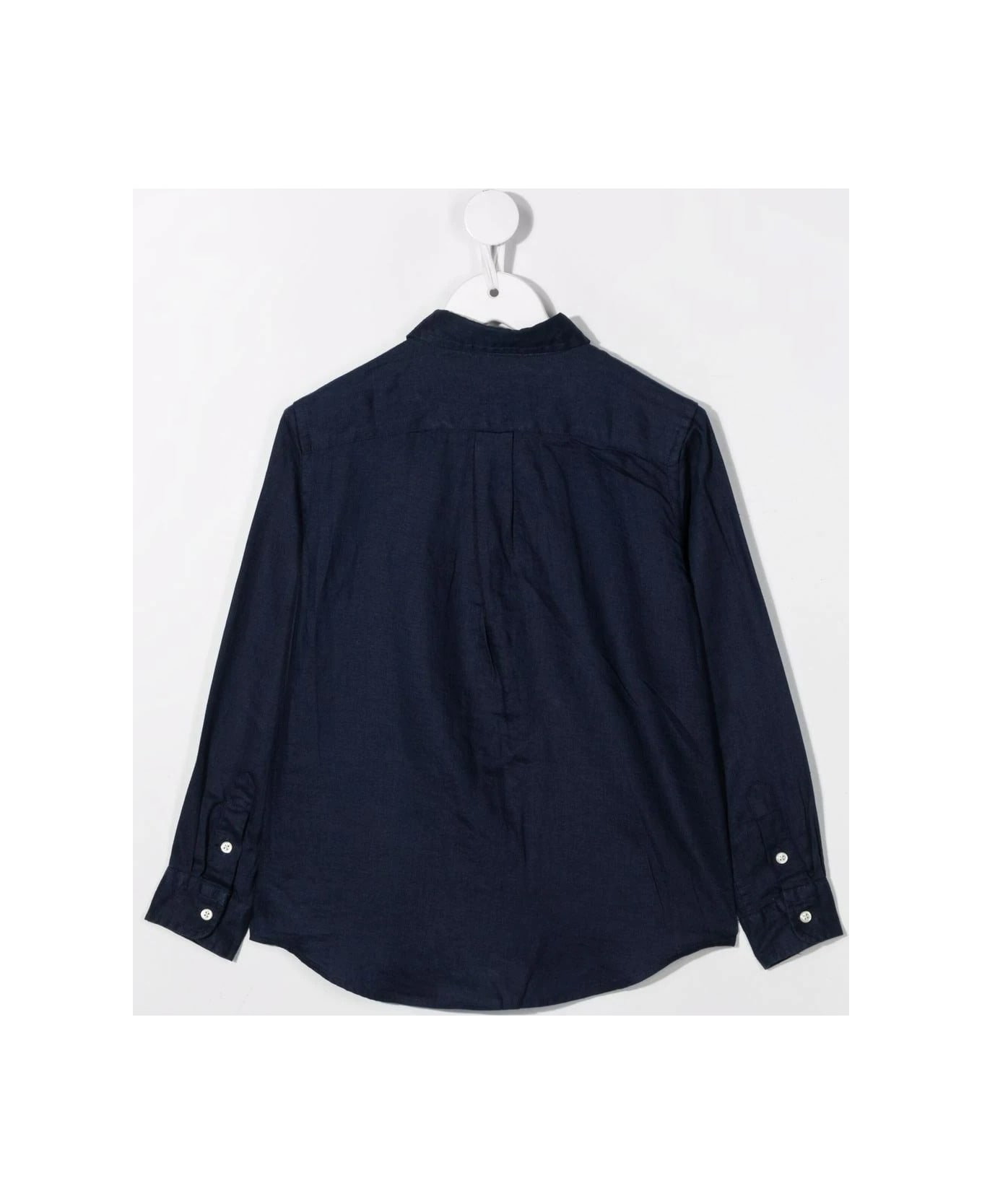 Polo Ralph Lauren Navy Blue Linen Shirt With Embroidered Pony シャツ