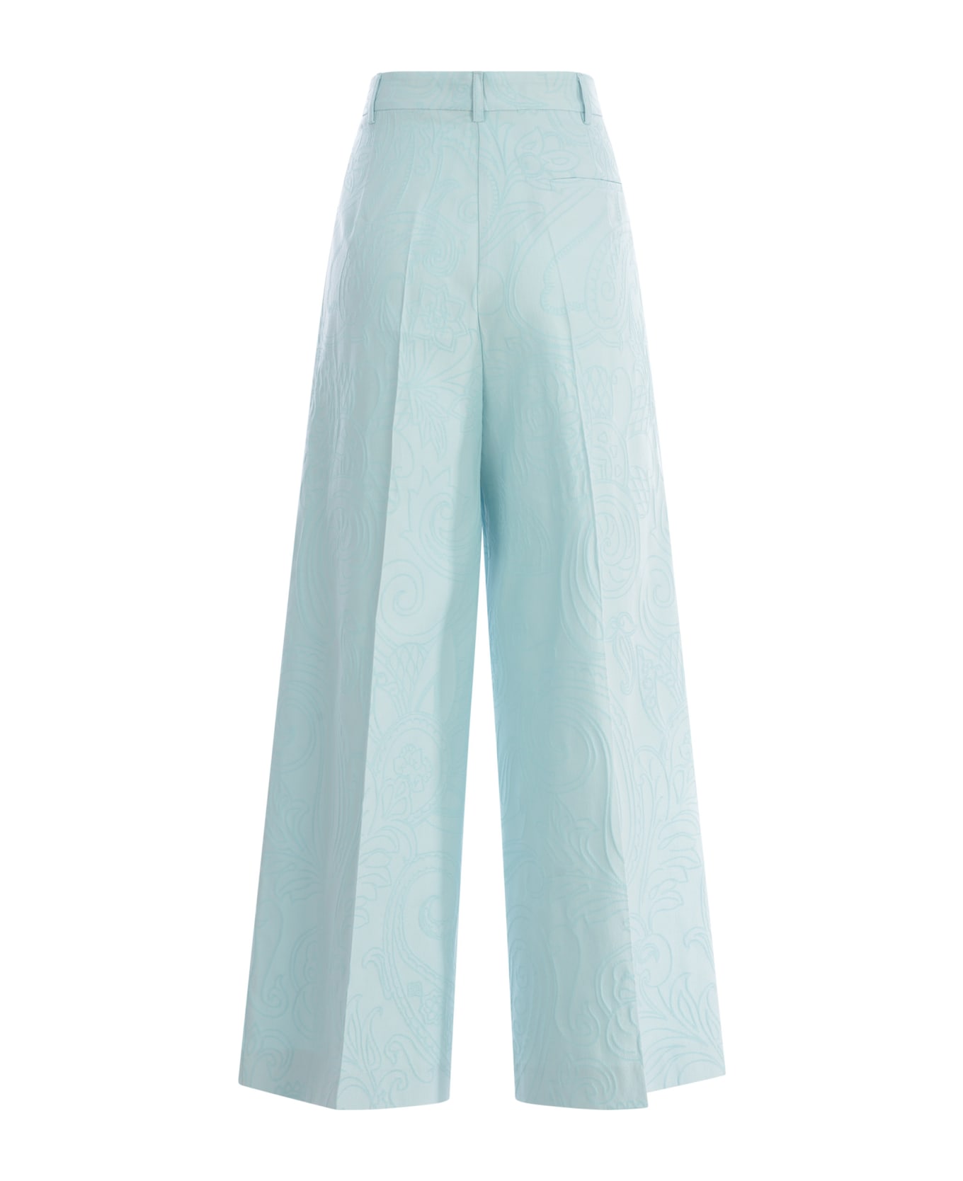 Etro Jacquard Trousers Etro "paisley" In Stretch Cotton - Celeste