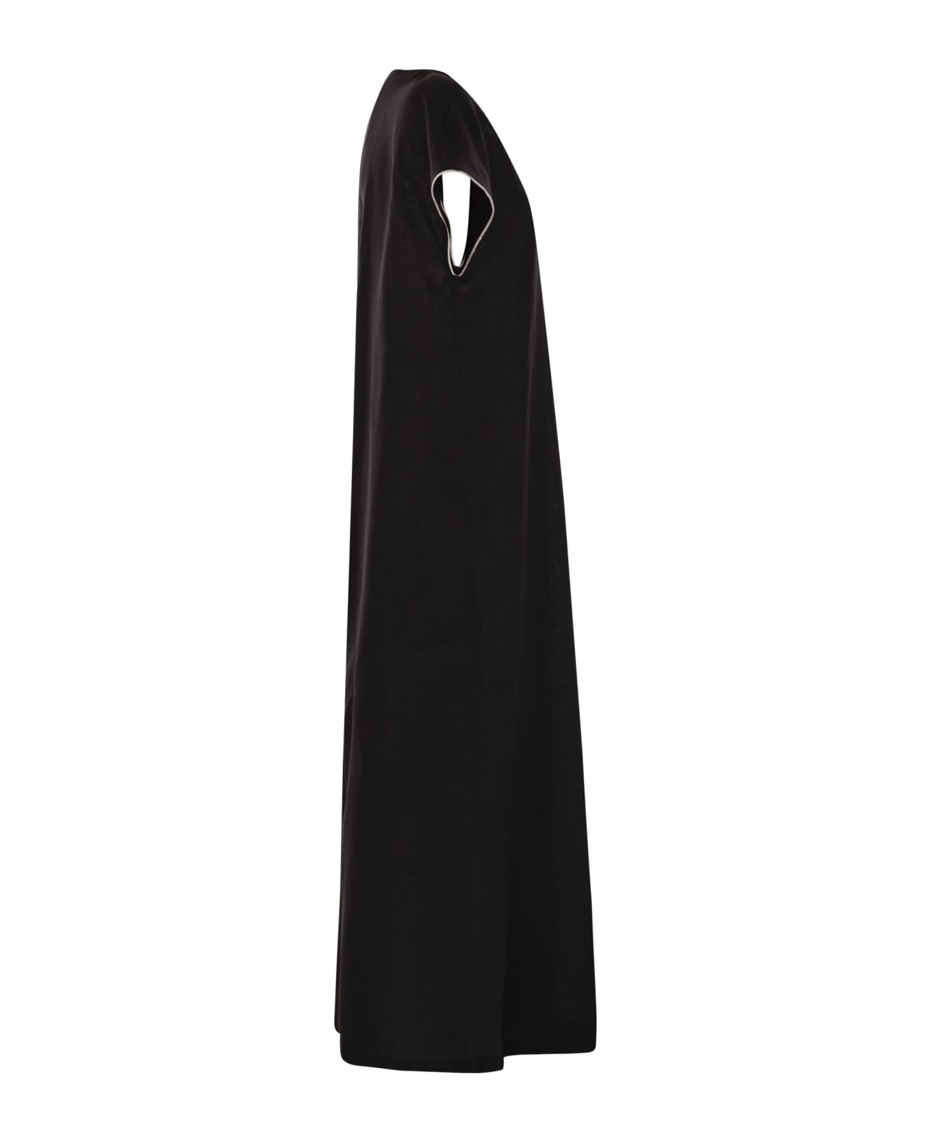 Fabiana Filippi Linen V-neck Dress - Black ワンピース＆ドレス