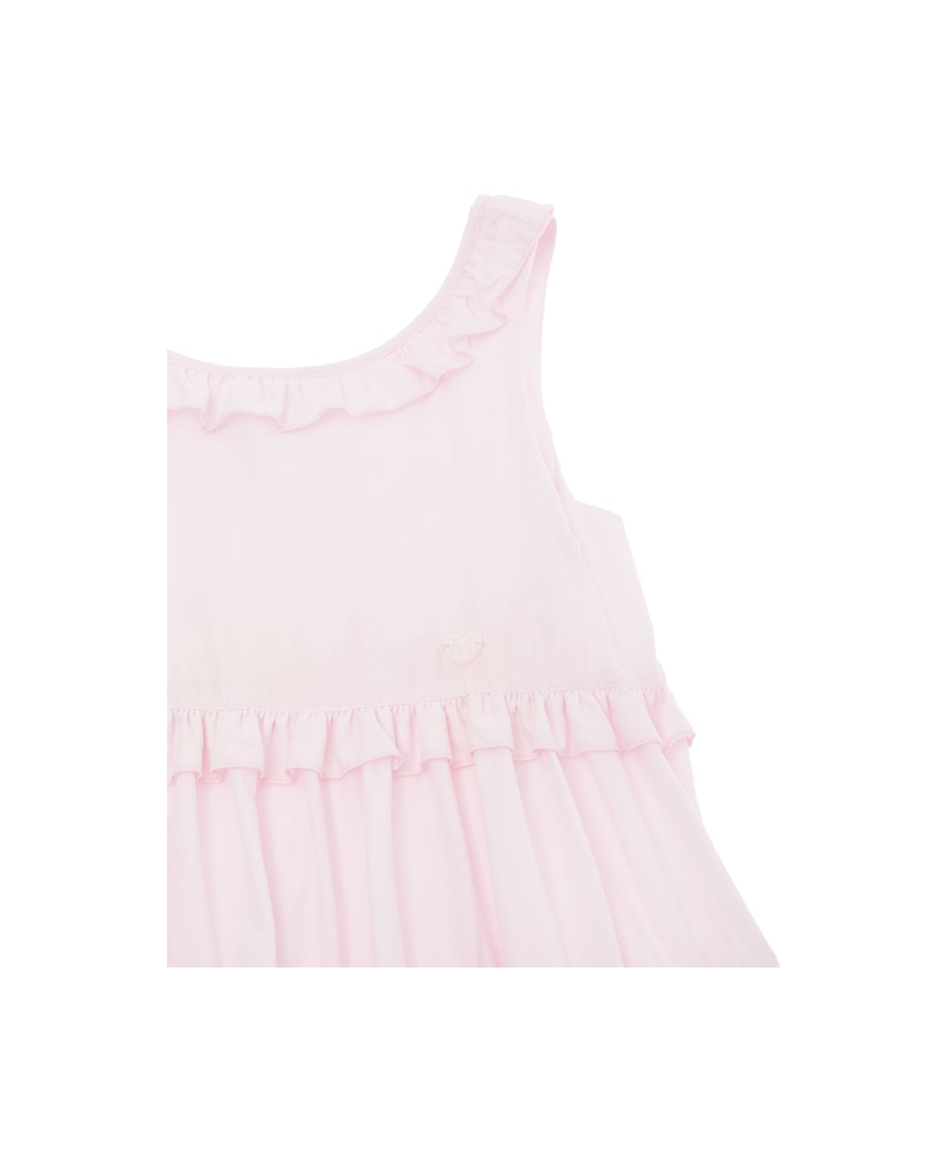 Monnalisa Pink Flounced Skirt With U Neckline In Cotton Girl - Pink