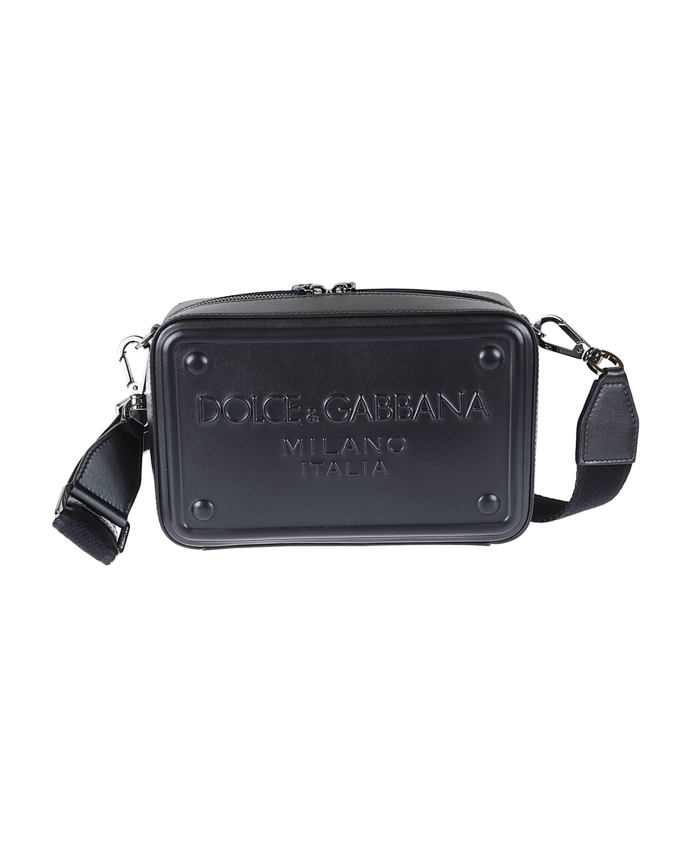 Dolce & Gabbana Logo Embossed Two-way Zip Camera Bag - Black ショルダーバッグ