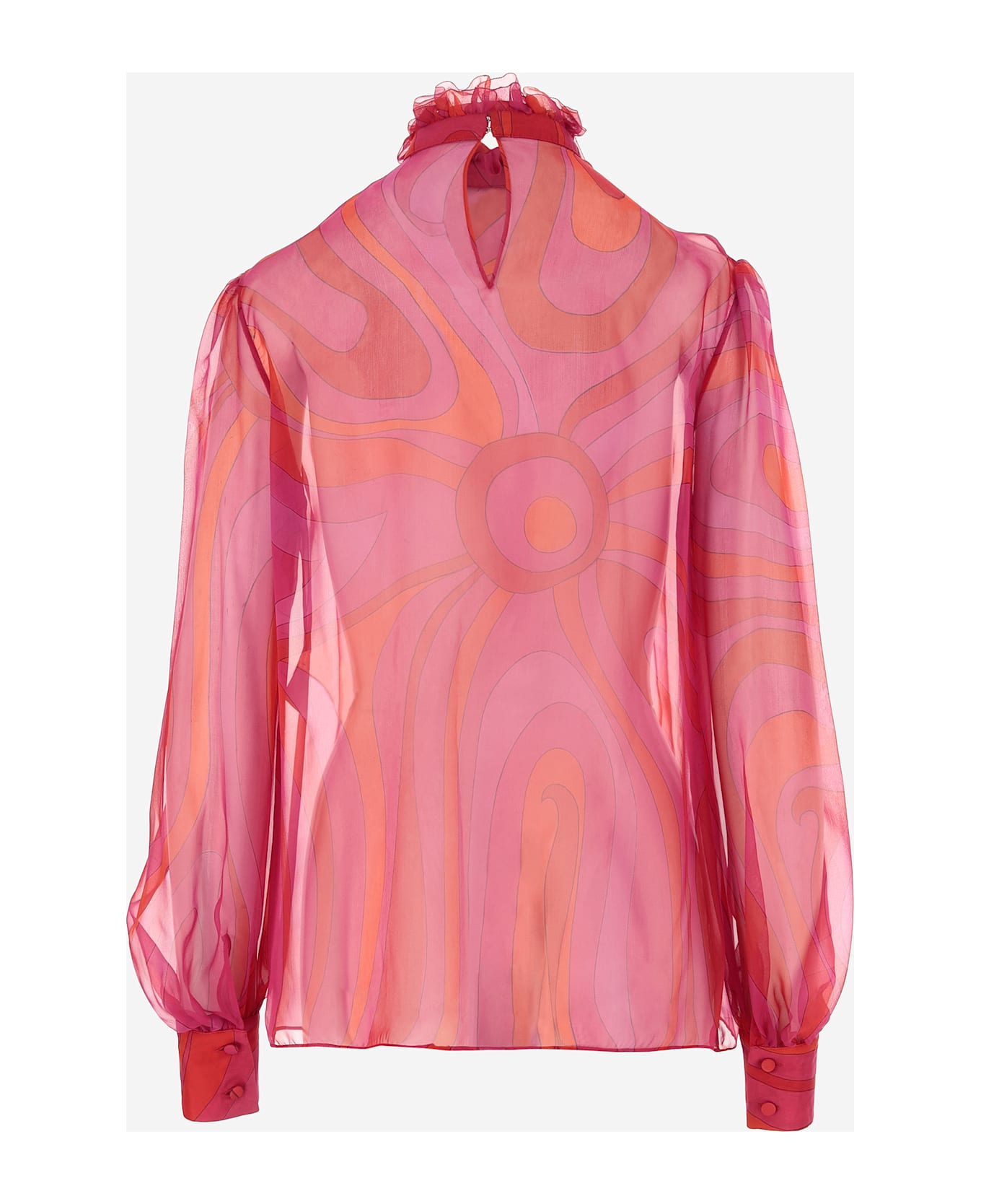 Pucci Silk Chiffon Blouse With Marble Print - Red