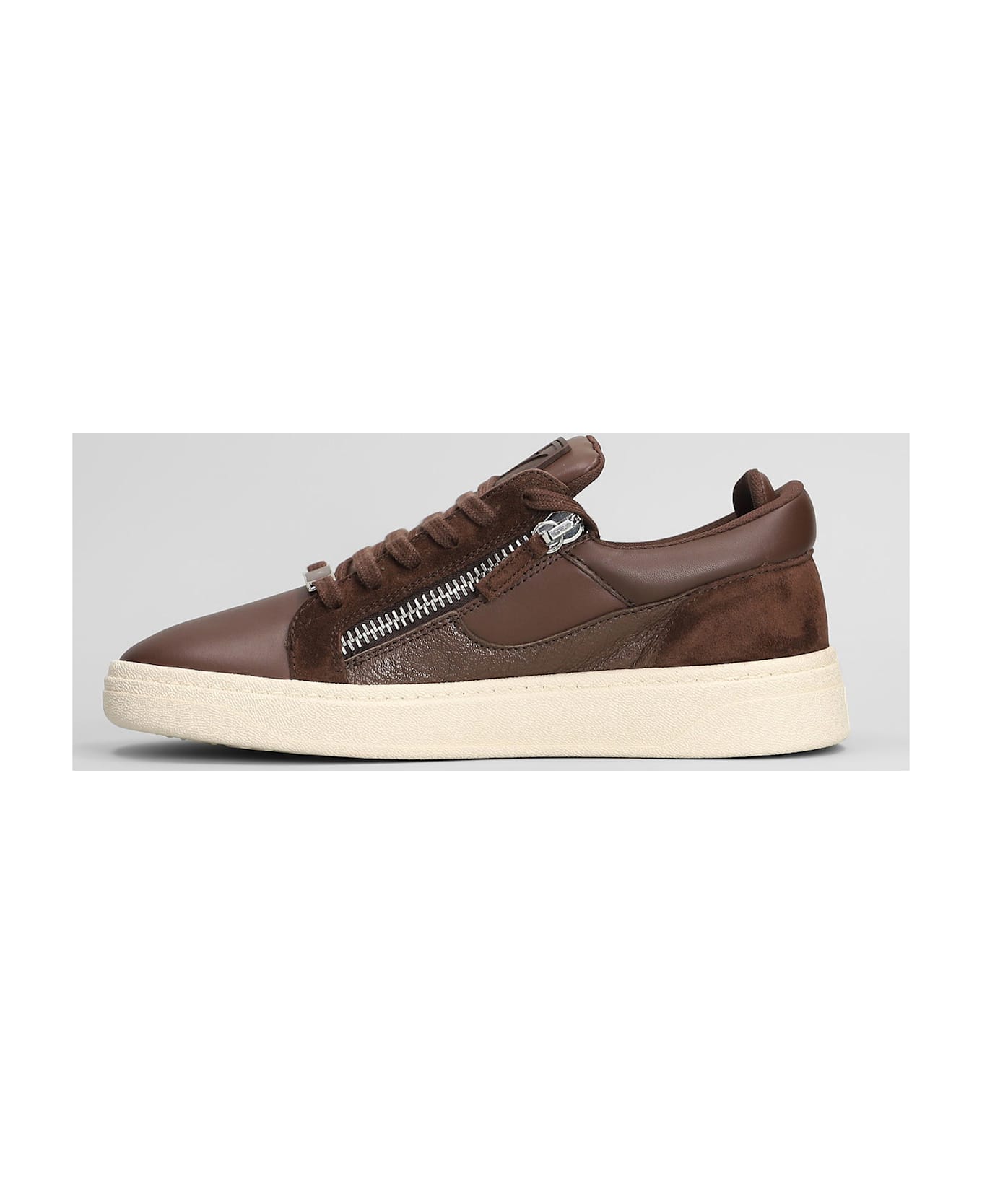 Giuseppe Zanotti Gz94 Sneakers In Brown Suede And Leather - brown